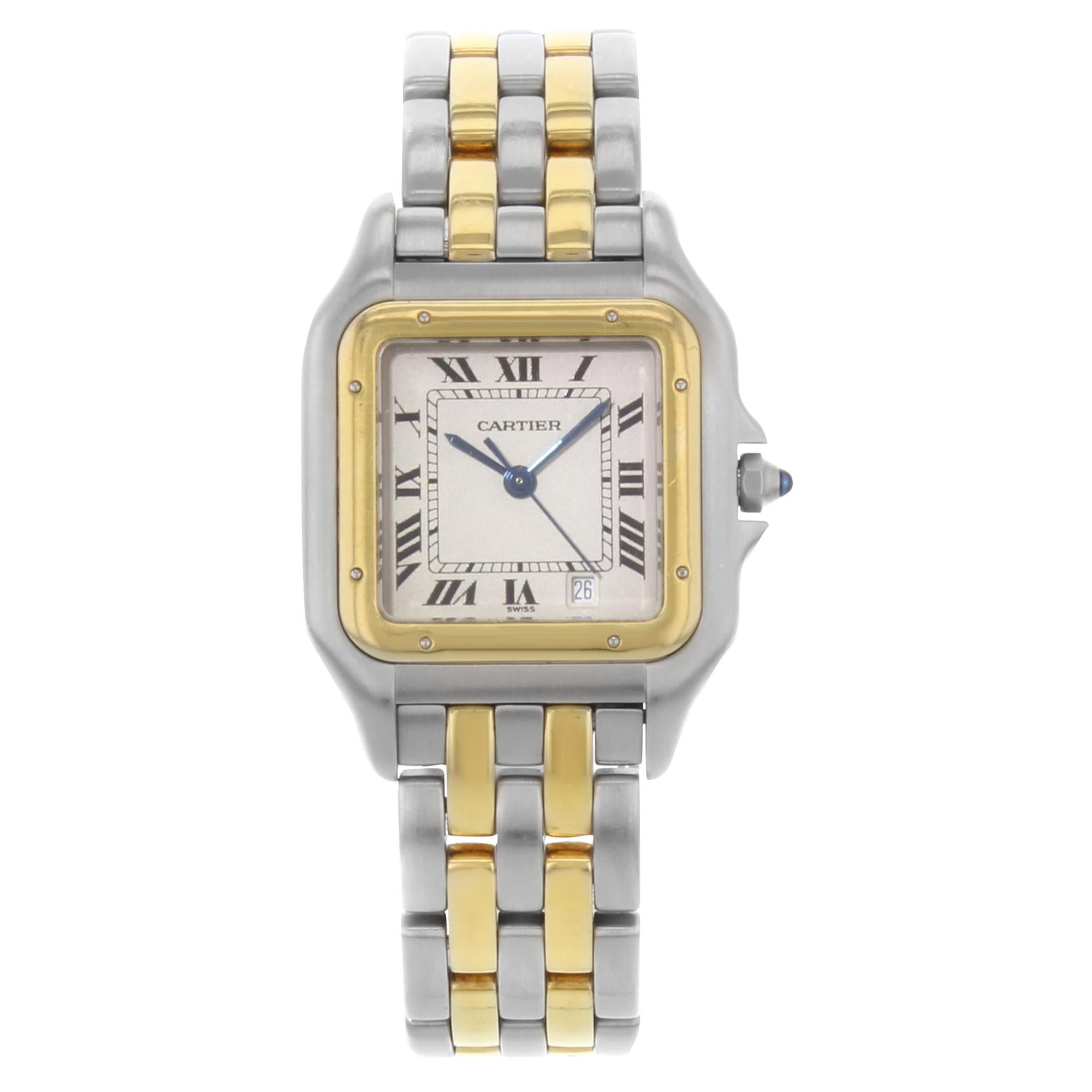 Cartier Panthere Steel 18 Karat Yellow Gold Ivory Dial Quartz Ladies Watch 1100