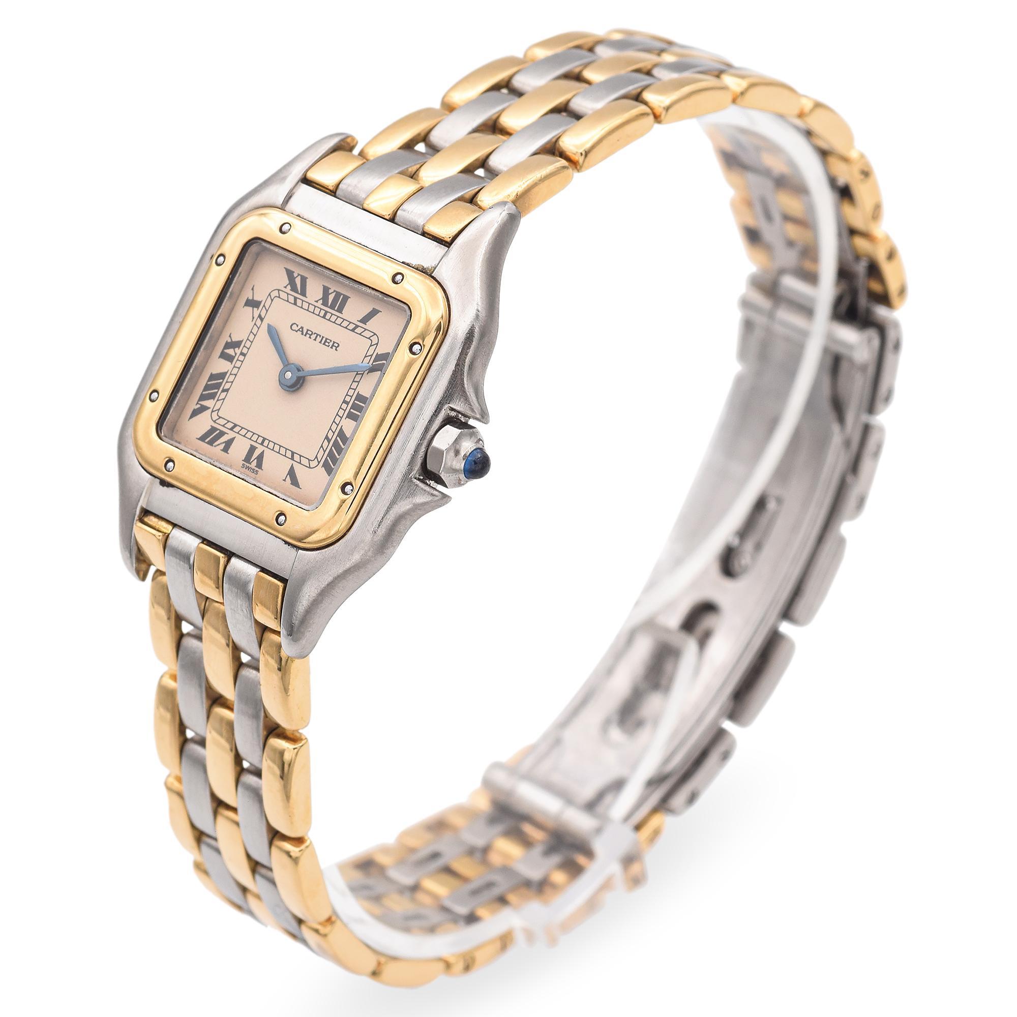  Montre femme Cartier Panthère Steel 18K Gold Three Row Gold Quartz Pour femmes 
