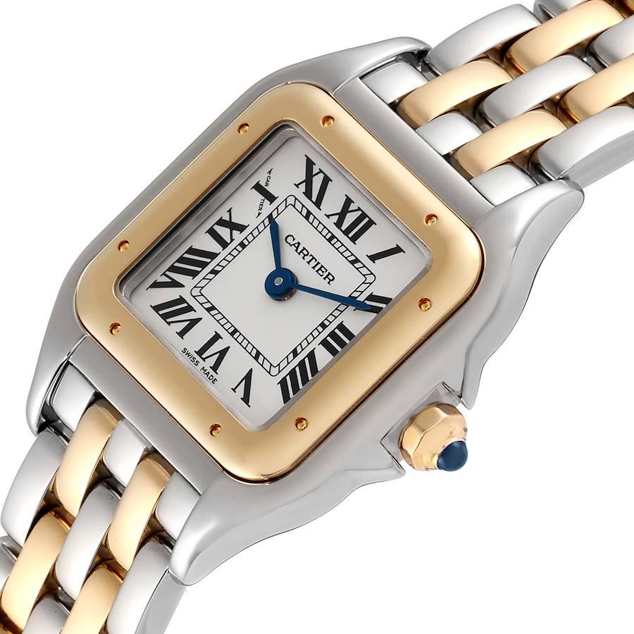 Cartier: 2-reihige Damenuhr W2PN0006, Panthere Stahl Gelbgold Box Papiere im Angebot 2