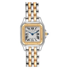 Cartier: 2-reihige Damenuhr W2PN0006, Panthere Stahl Gelbgold Box Papiere