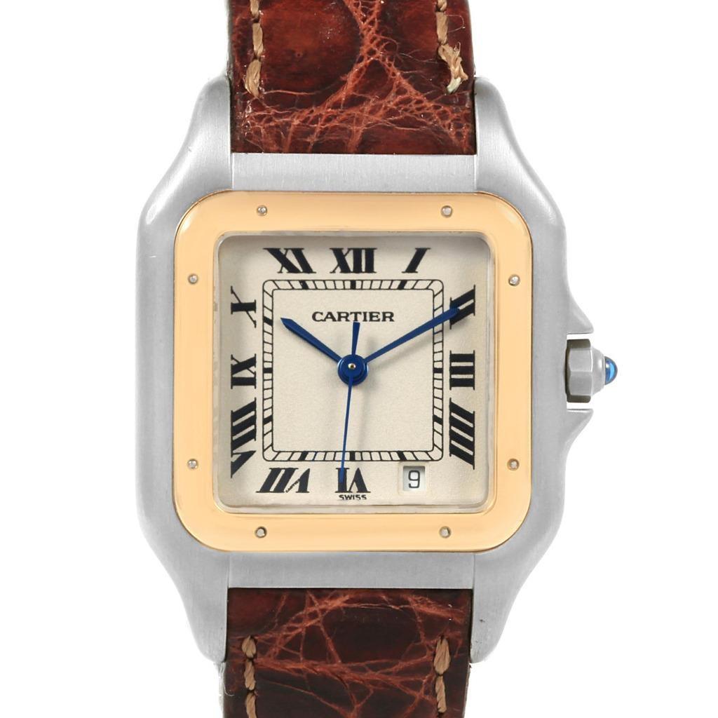 Cartier Panthere Steel Yellow Gold Brown Unisex Watch W25028B5 Box