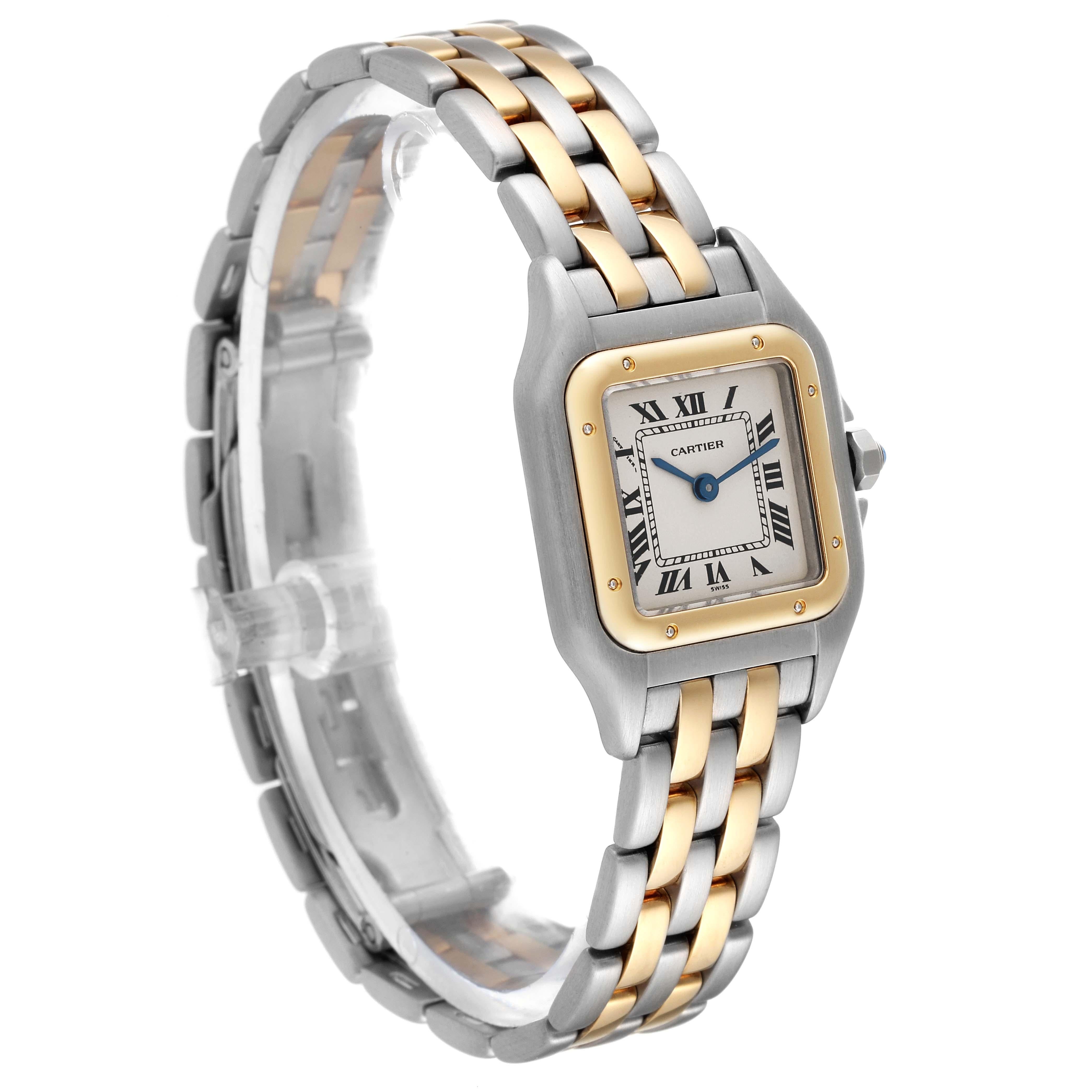 Cartier Panthere Steel Yellow Gold Two Row Ladies Watch W25029B6 In Excellent Condition In Atlanta, GA