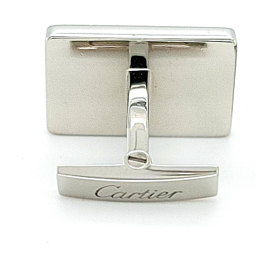 Cartier Panthere Sterling Silver Cufflinks, Lacquer, Hinge Closures, Box, Rare 4