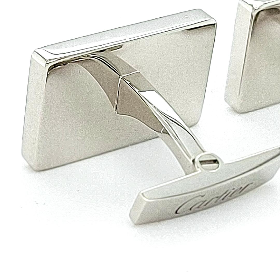 Cartier Panthere Sterling Silver Cufflinks, Lacquer, Hinge Closures, Box, Rare 5
