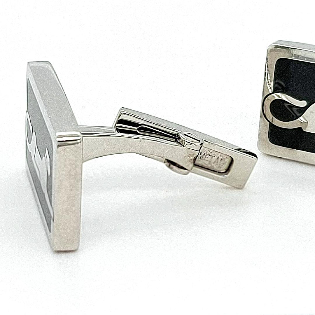 Cartier Panthere Sterling Silver Cufflinks, Lacquer, Hinge Closures, Box, Rare 6