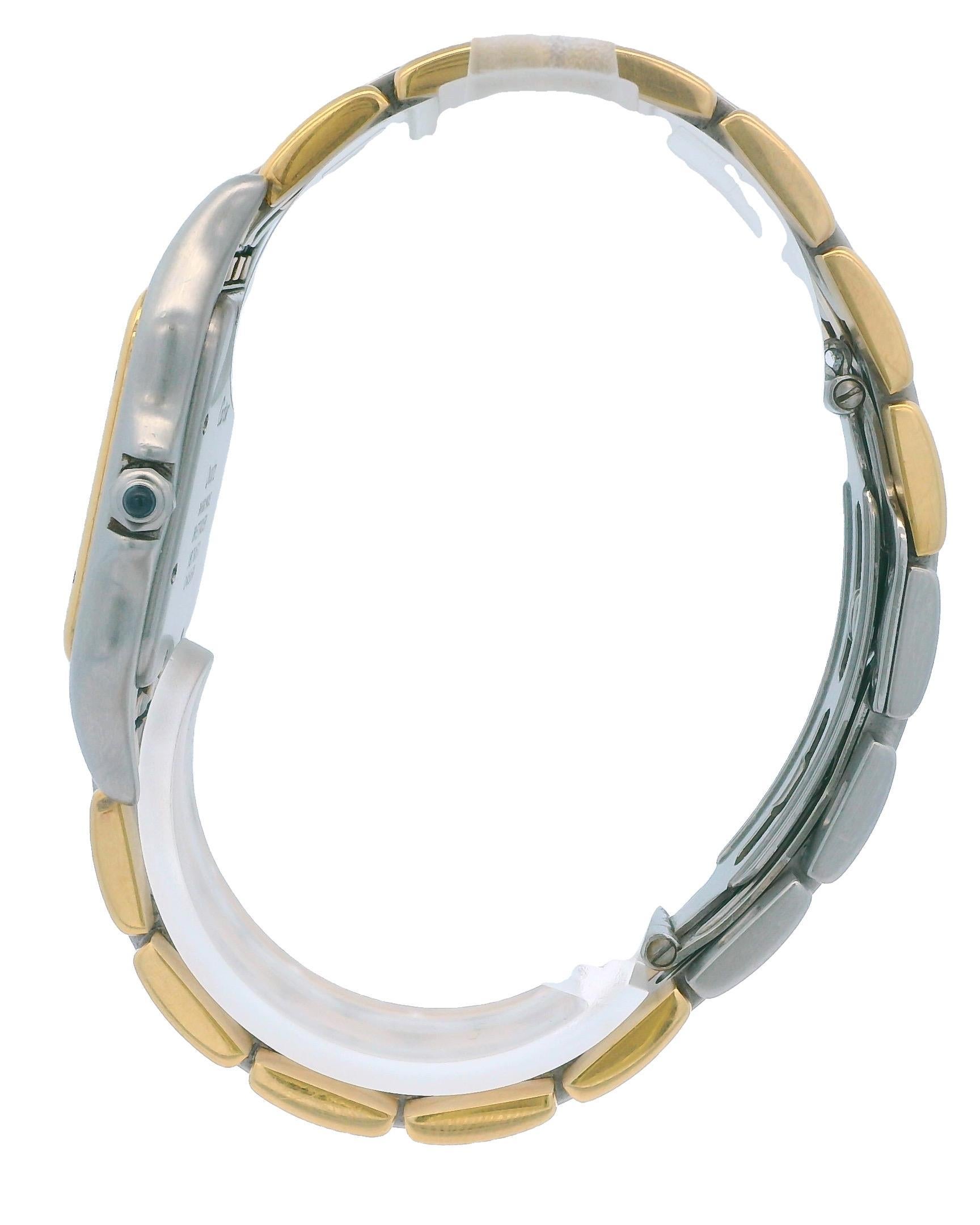 Women's or Men's Cartier Panthere Three Row 18K Gold & Stainless Steel Large Watch For Sale