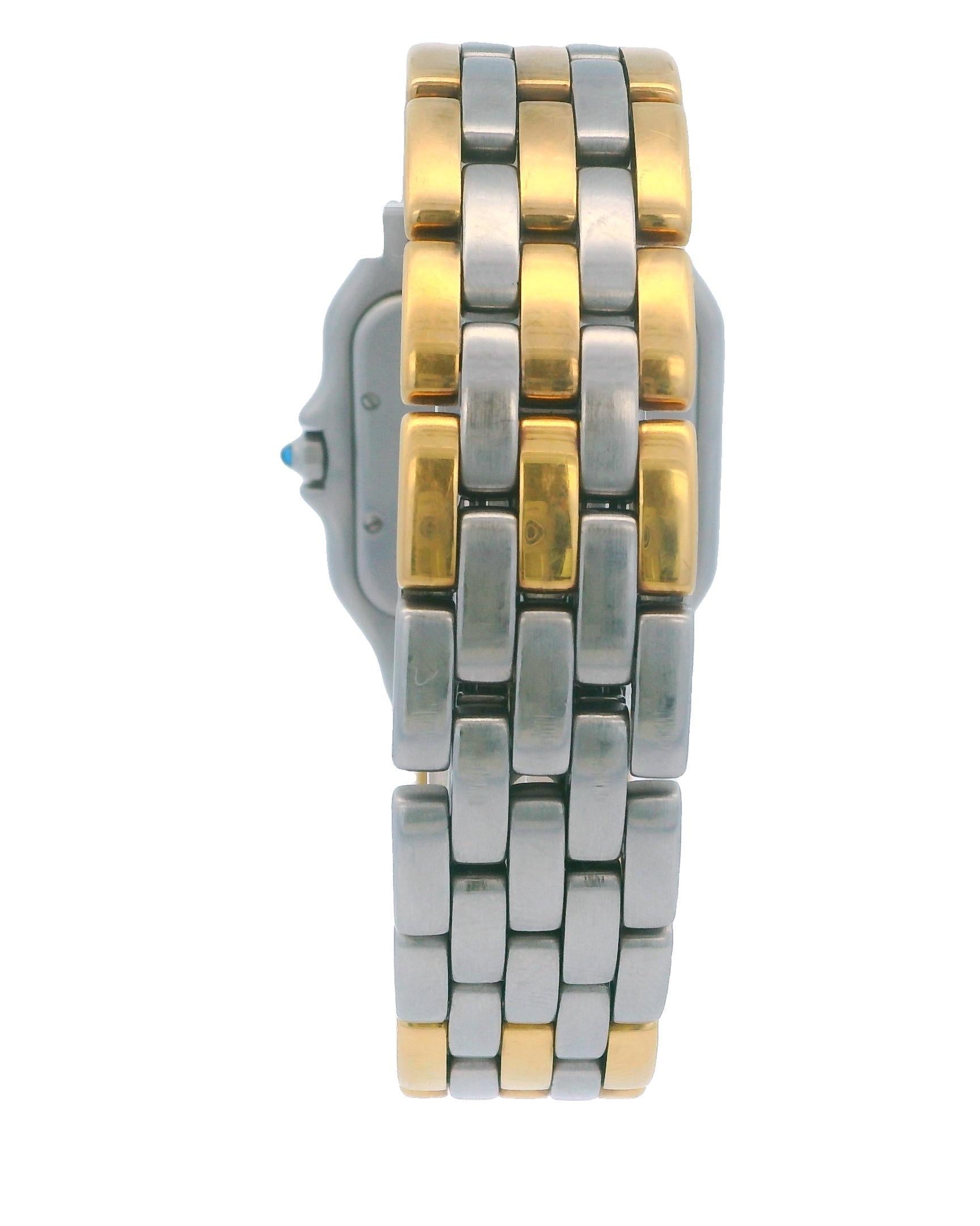 Cartier Panthere Three Row 18K Gold & Stainless Steel Large Watch For Sale 2