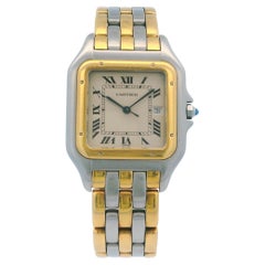 Reloj grande Cartier Panthere Three Row de oro de 18 quilates y acero inoxidable