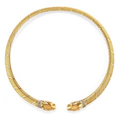 Cartier Panthere Tri Color Gold Diamond Choker Necklace