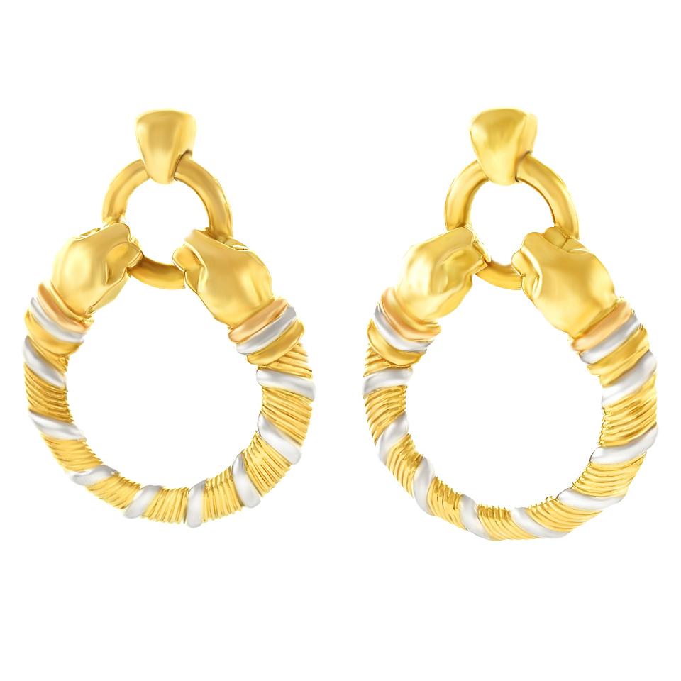 Cartier Panthere Tri-Color Gold Earrings 2