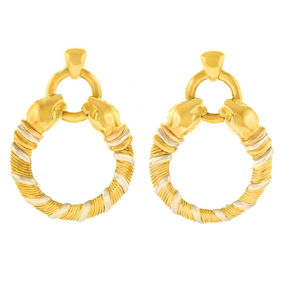 Cartier Panthere Tri-Color Gold Earrings 5