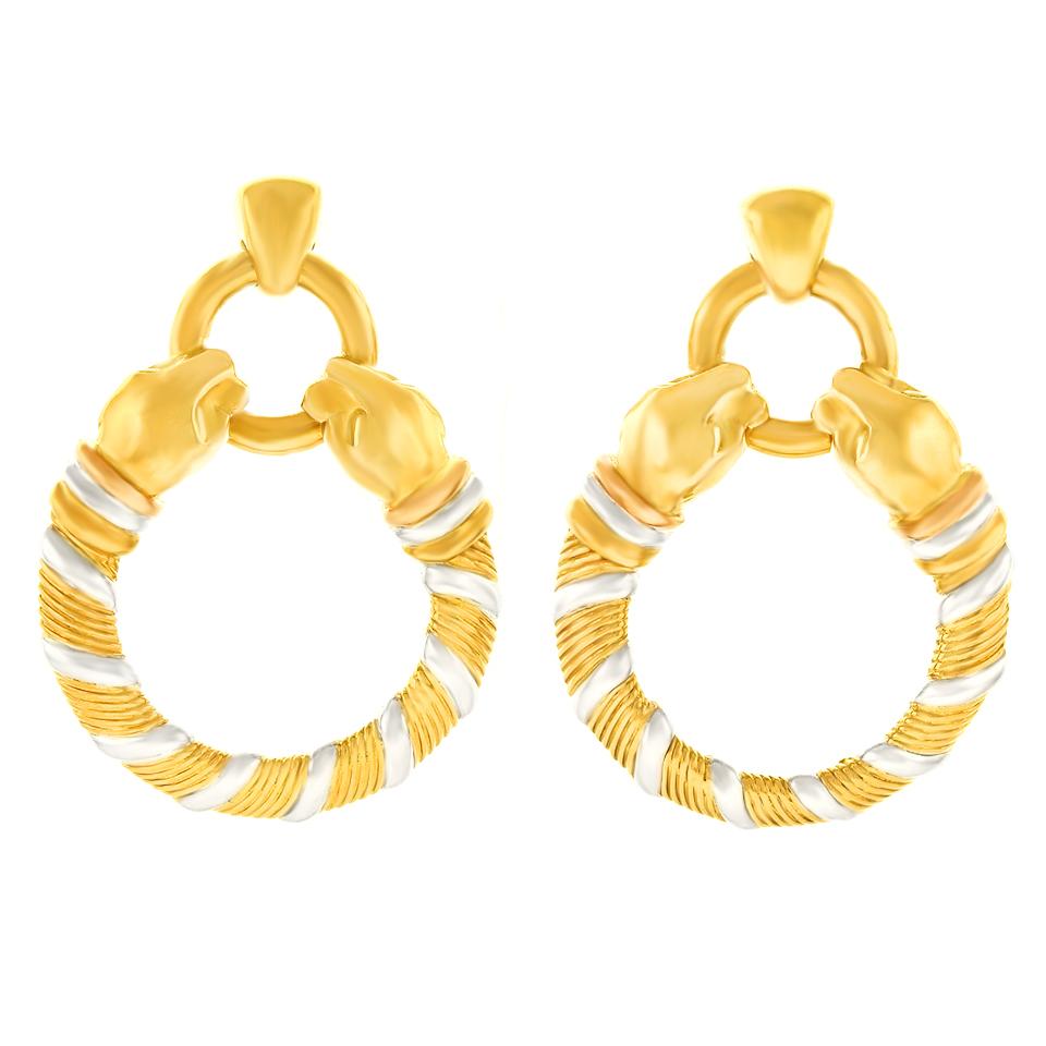Cartier Panthere Tri-Color Gold Earrings