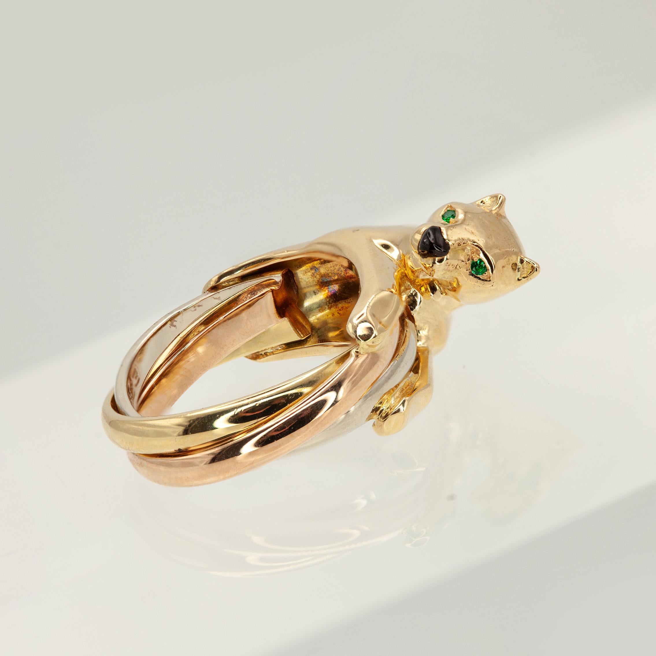 Bague Cartier Panthère Trinity en or 18 carats avec certificat d'authenticité Cartier Pour femmes en vente