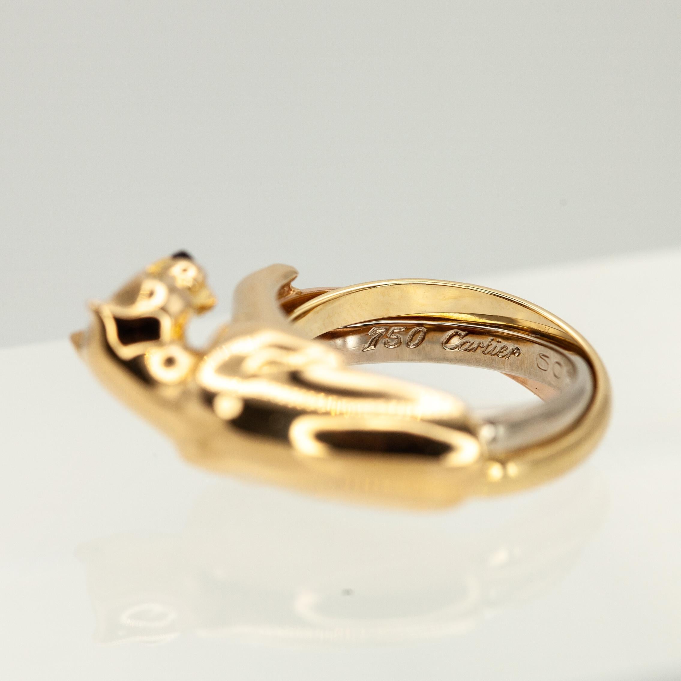 Bague Cartier Panthère Trinity en or 18 carats avec certificat d'authenticité Cartier en vente 1