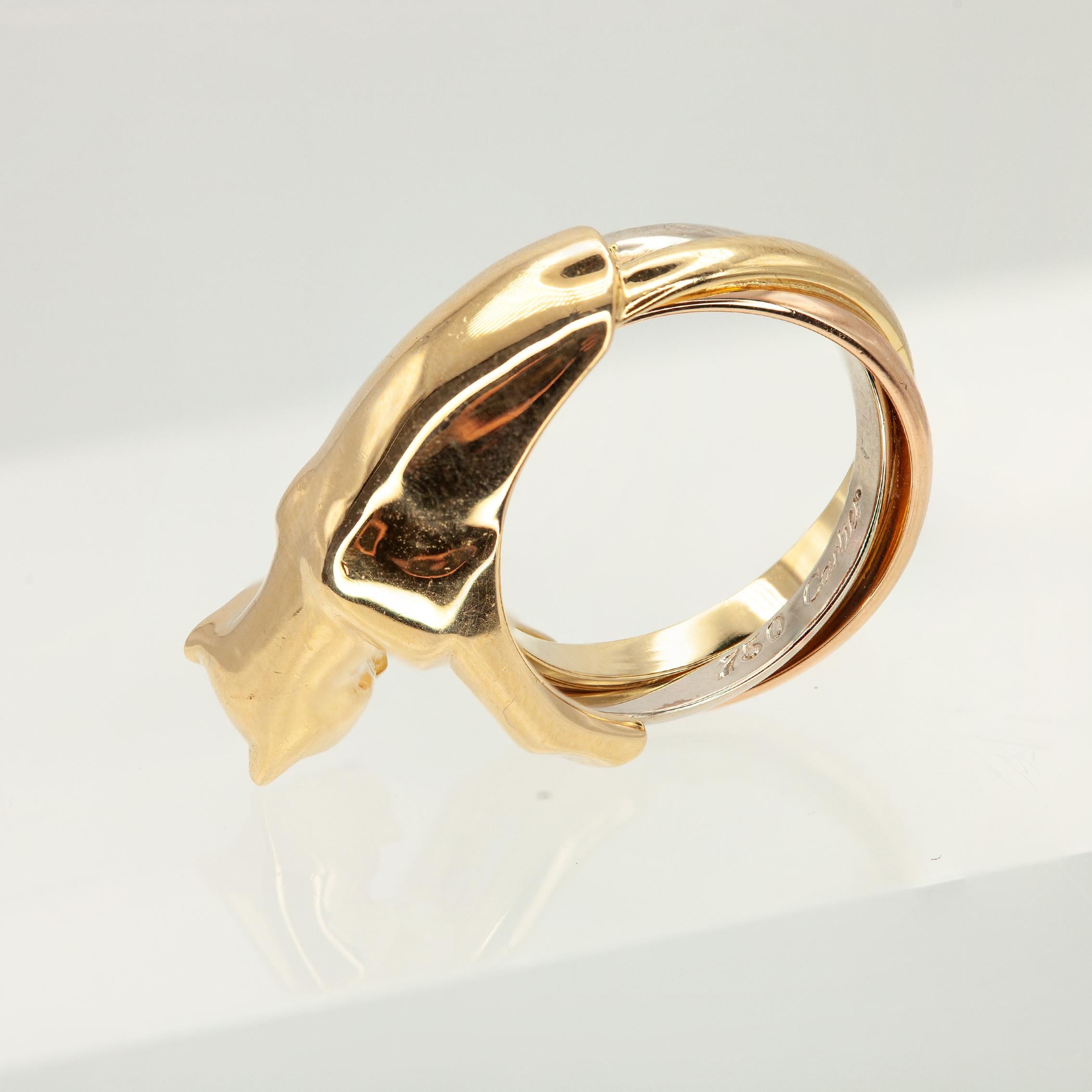 Bague Cartier Panthère Trinity en or 18 carats avec certificat d'authenticité Cartier en vente 2