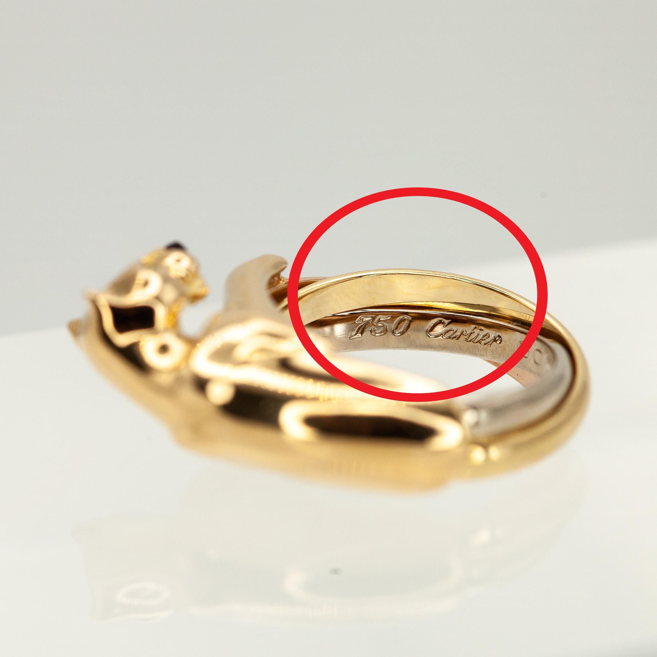 Bague Cartier Panthère Trinity en or 18 carats avec certificat d'authenticité Cartier en vente 5