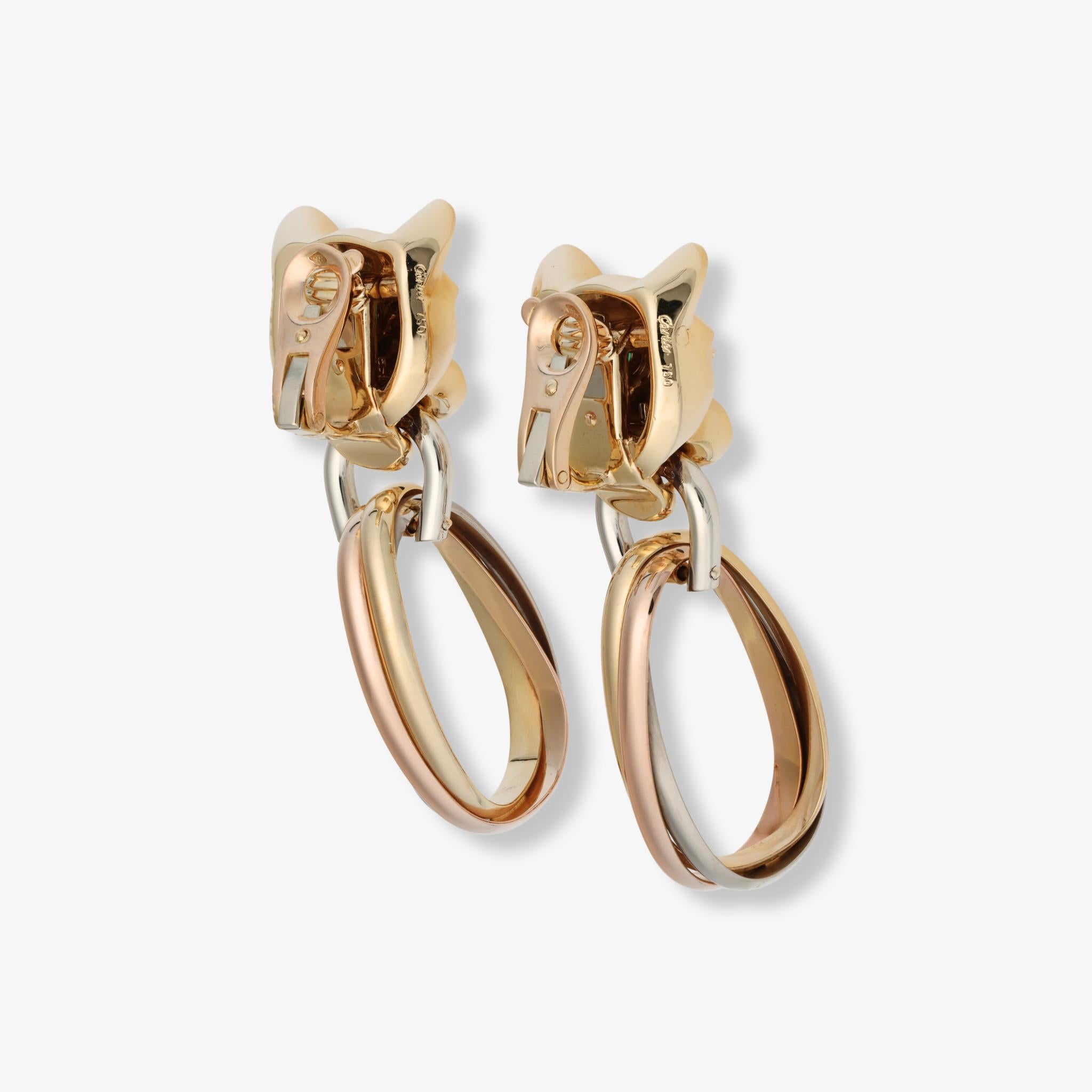 da uomo o donna Orecchini Cartier Panthere Trinity Day & Night Door Knocker in oro 18 carati in vendita
