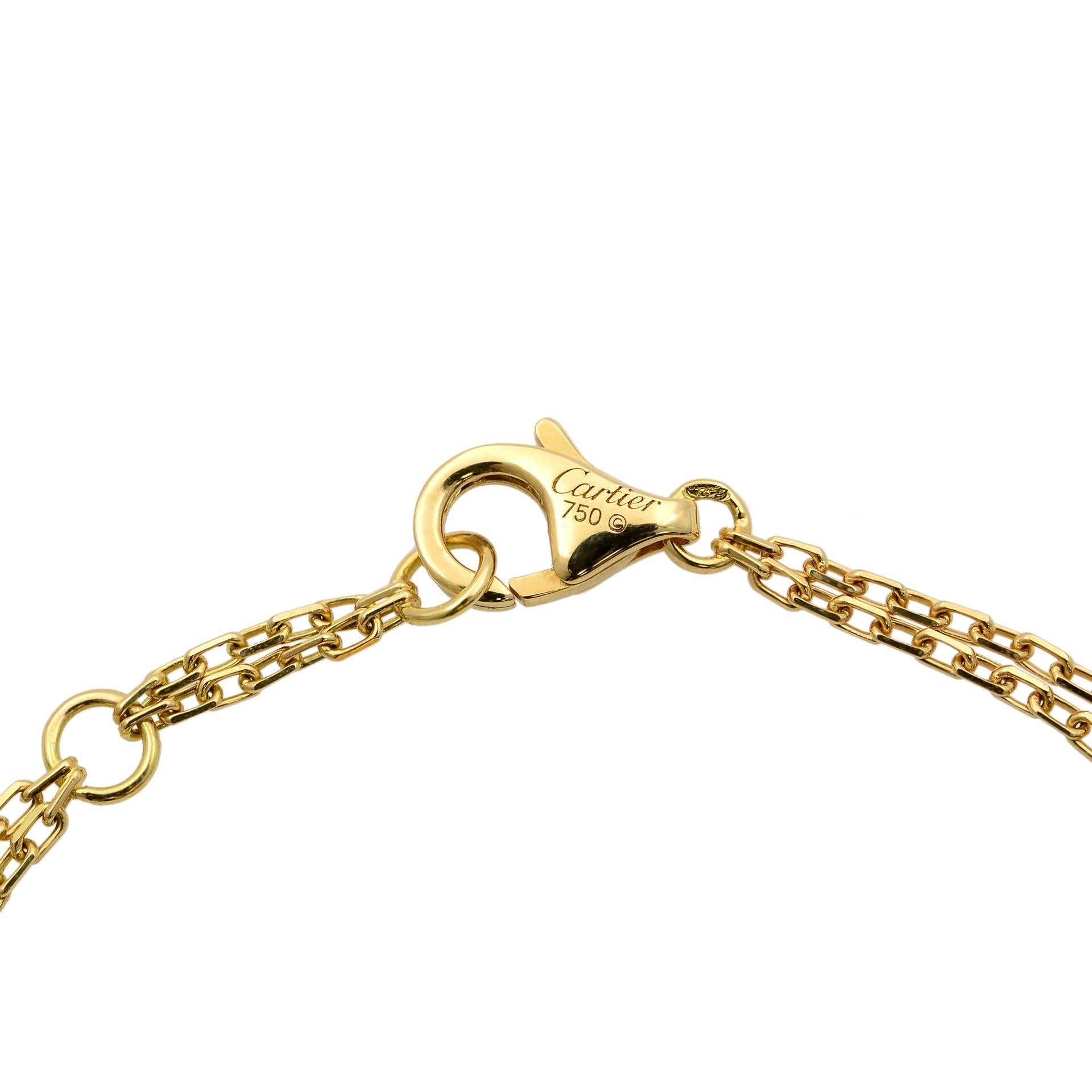 Modern Cartier Panthere Tsavorite Garnet Lacquer 18 Karat Gold Double Chain Bracelet