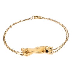 Cartier Panthere  Tsavorite Garnet Lacquer 18k Yellow Gold Double Chain Bracelet