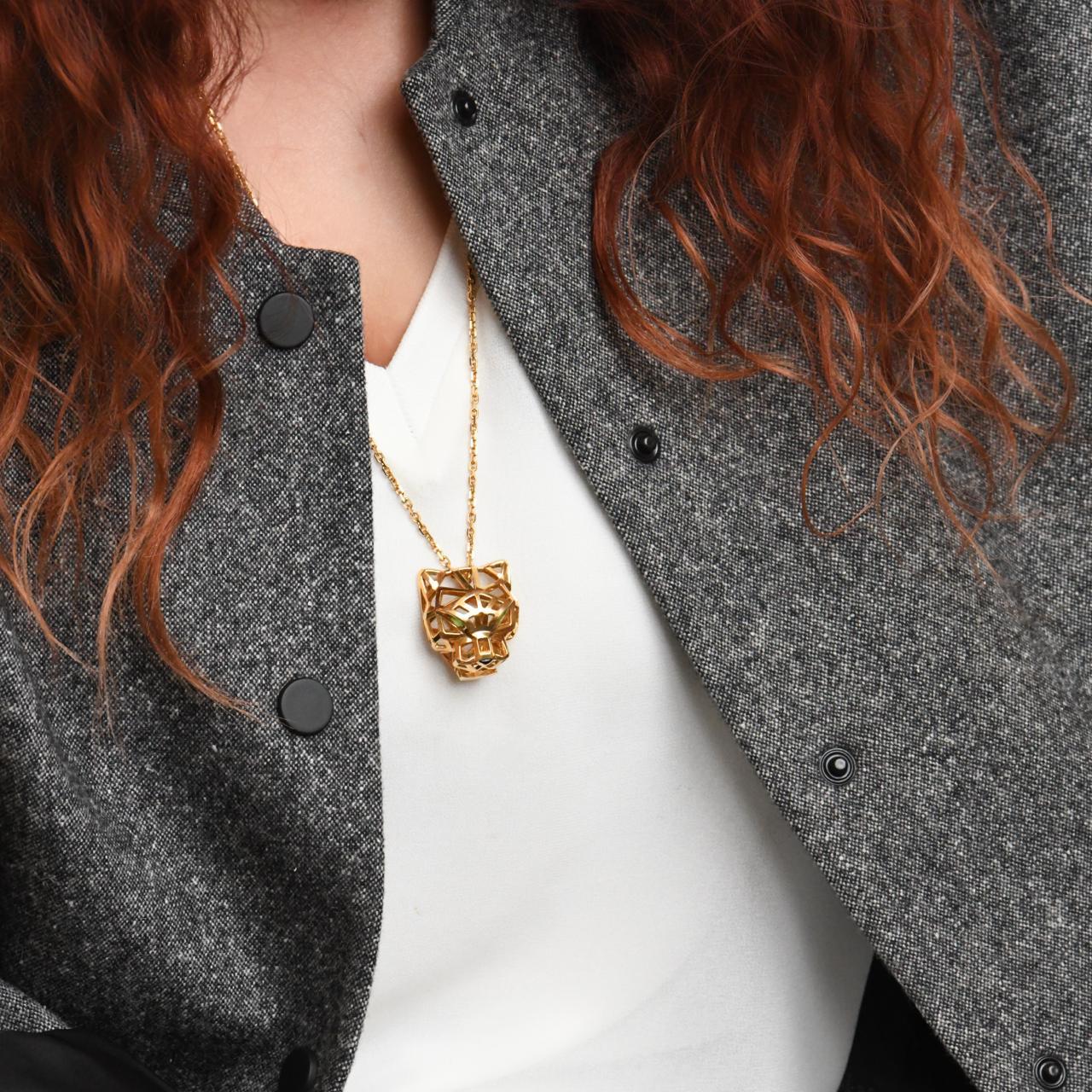 Collar Cartier Panthère Tsavorita Ónice Oro Amarillo 18K Corte brillante en venta