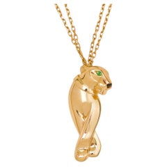 Cartier Panthère Tsavorite Onyx 18K Yellow Gold Pendant Necklace