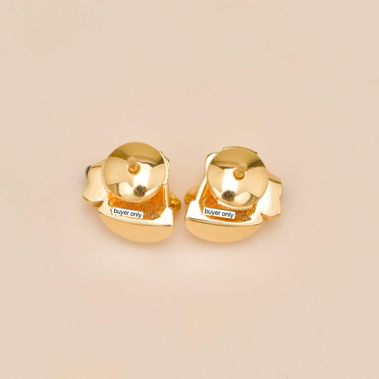 Cartier Panthère Tsavorite Onyx 18K Yellow Gold Stud Earrings in vendita 5