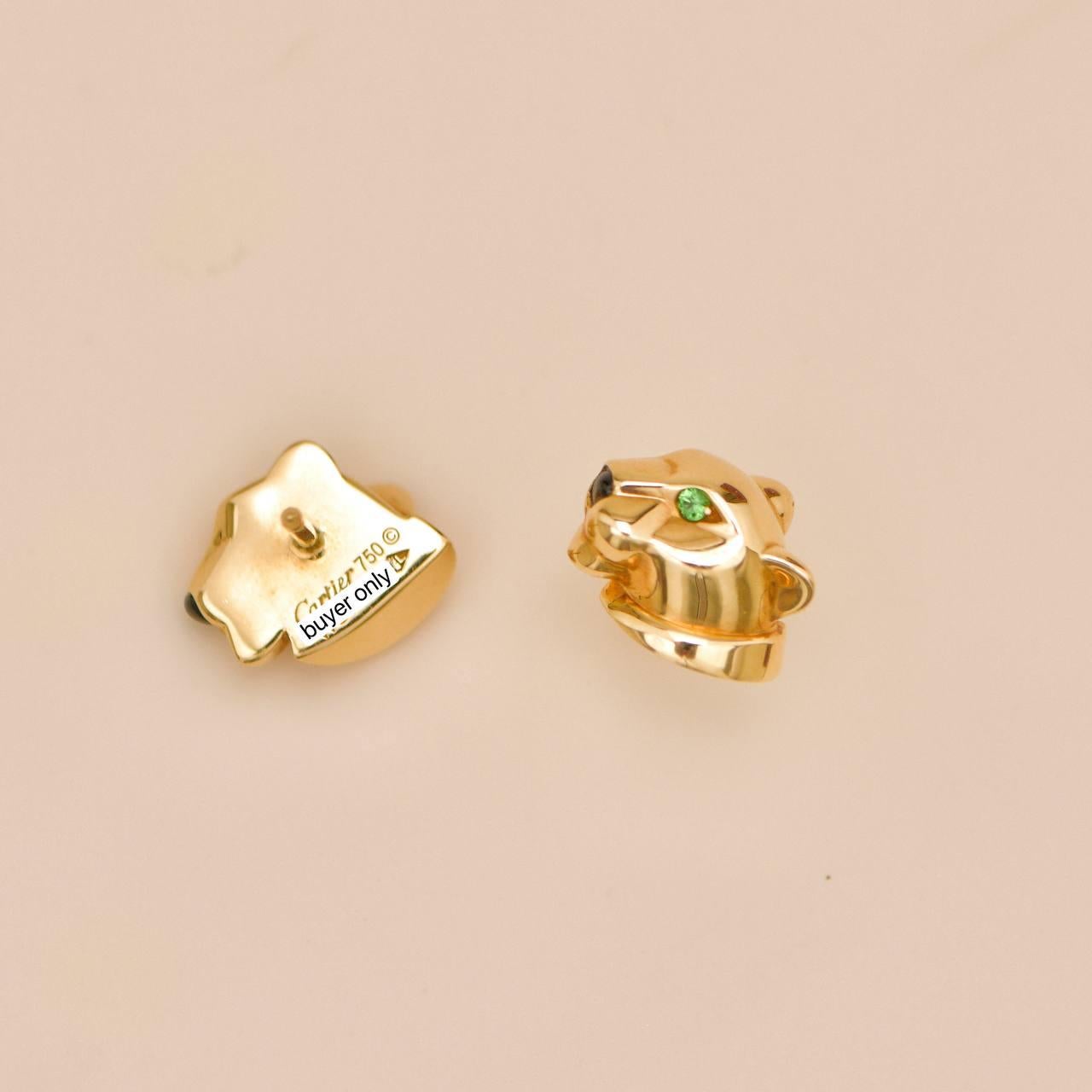 Cartier Panthère Tsavorite Onyx 18K Yellow Gold Stud Earrings in vendita 6
