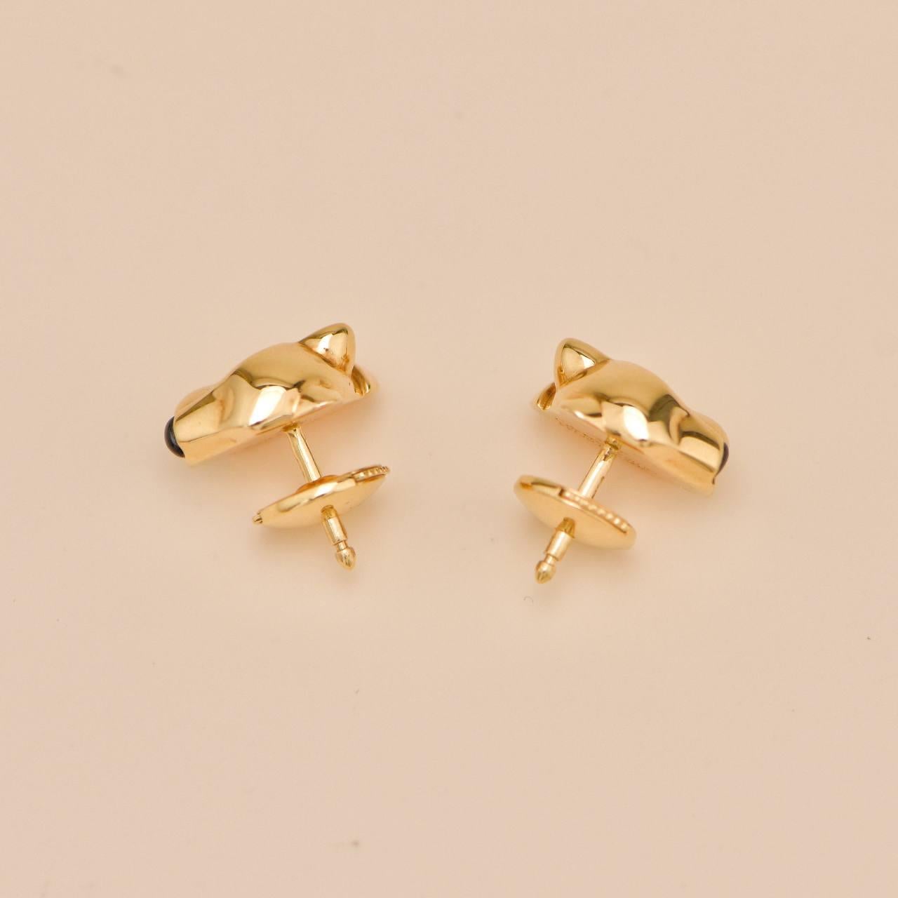 Cartier Panthère Tsavorite Onyx 18K Yellow Gold Stud Earrings in vendita 4