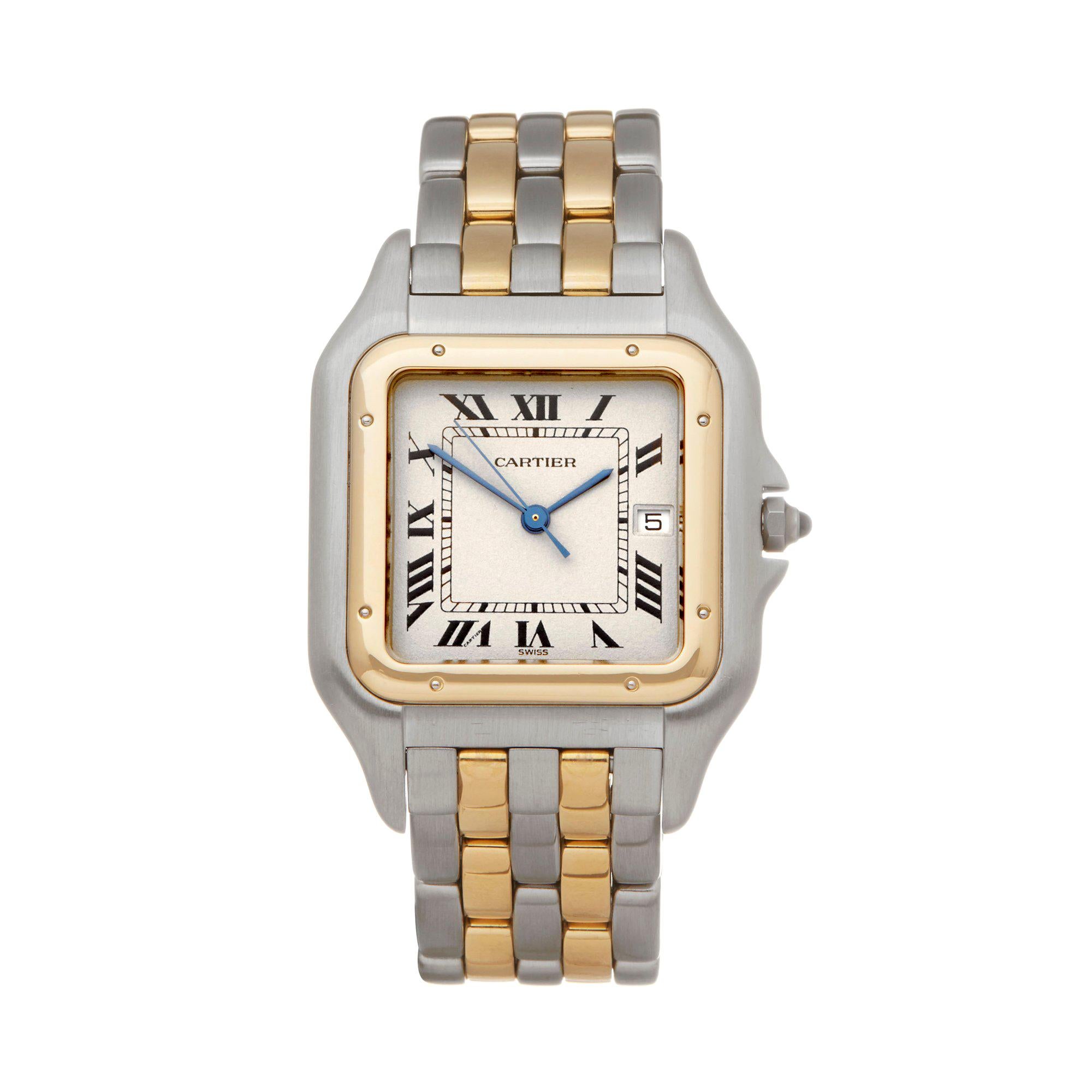 Women's or Men's Cartier Panthere Two-Row Stainless and Yellow Gold 187957 or 0194 Wristwatch