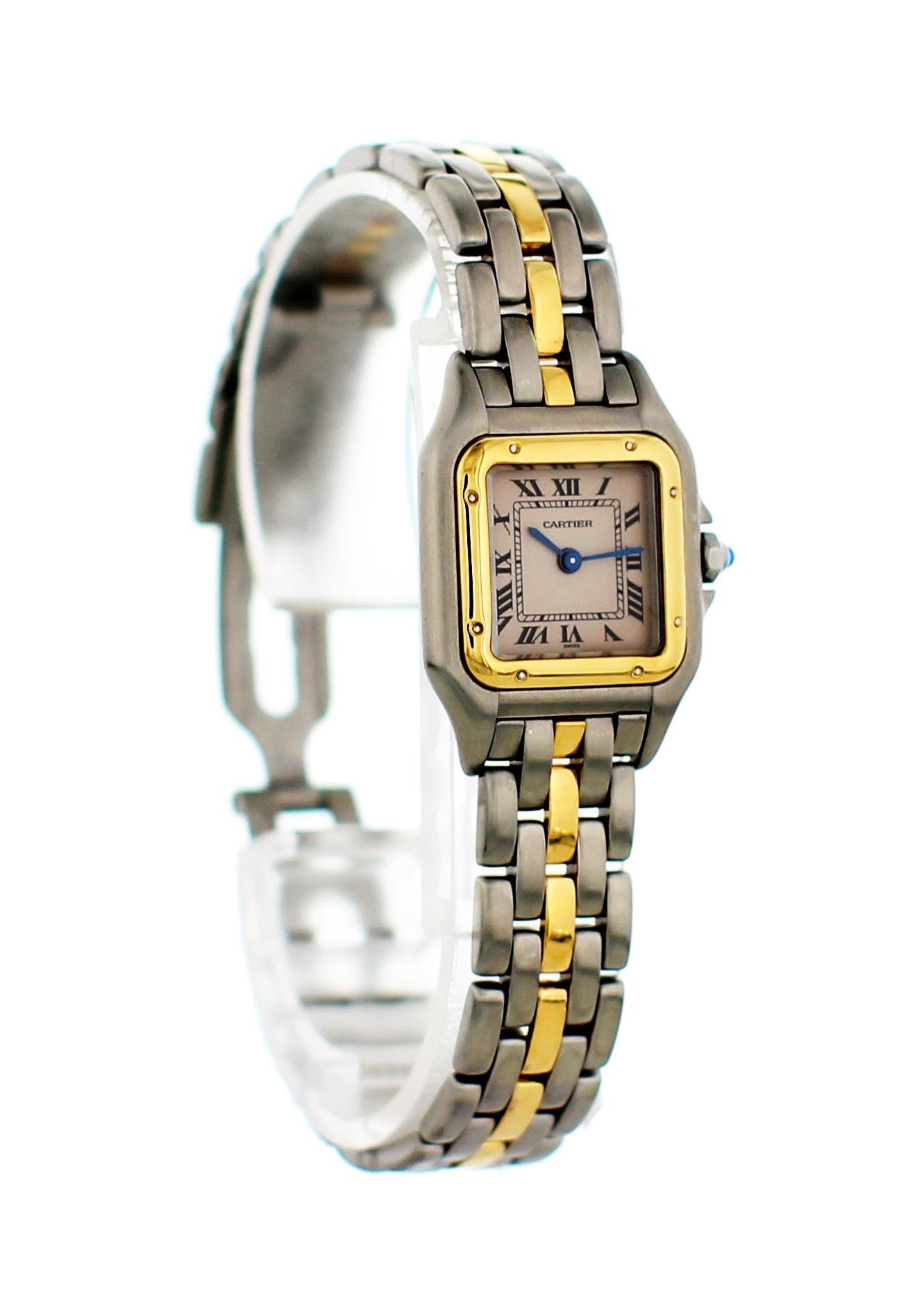 Cartier Panthere Two-Tone 18 Karat Yellow Gold 1120 Ladies Watch In Excellent Condition In New York, NY