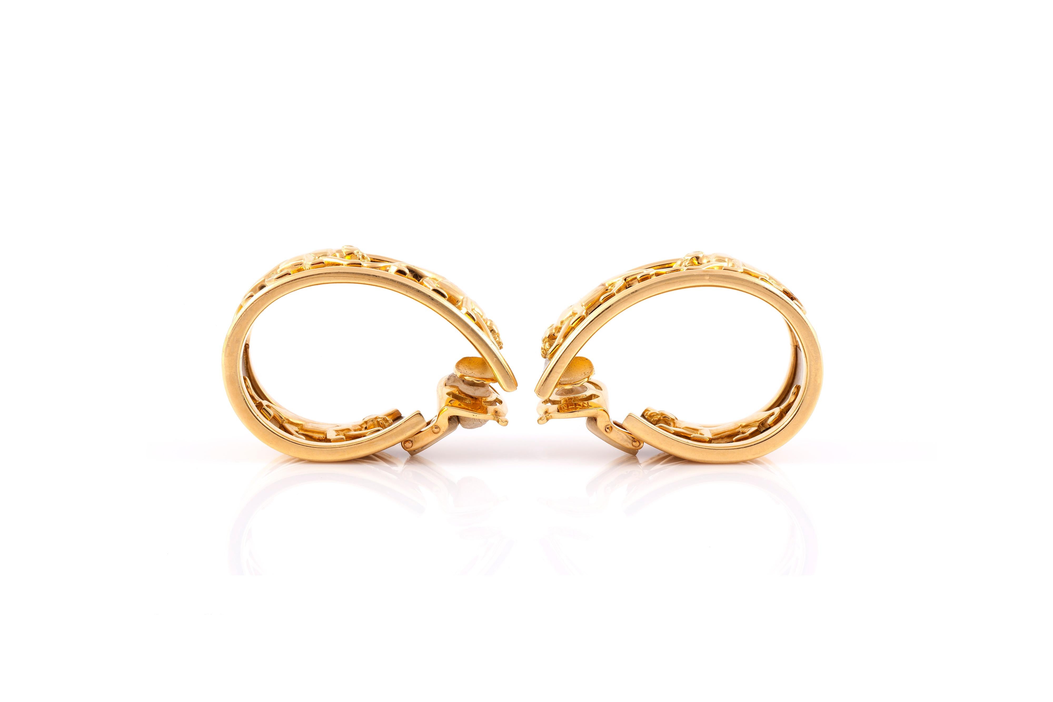 Cartier Panthere Two-Toned Gold Earrings In Excellent Condition In New York, NY