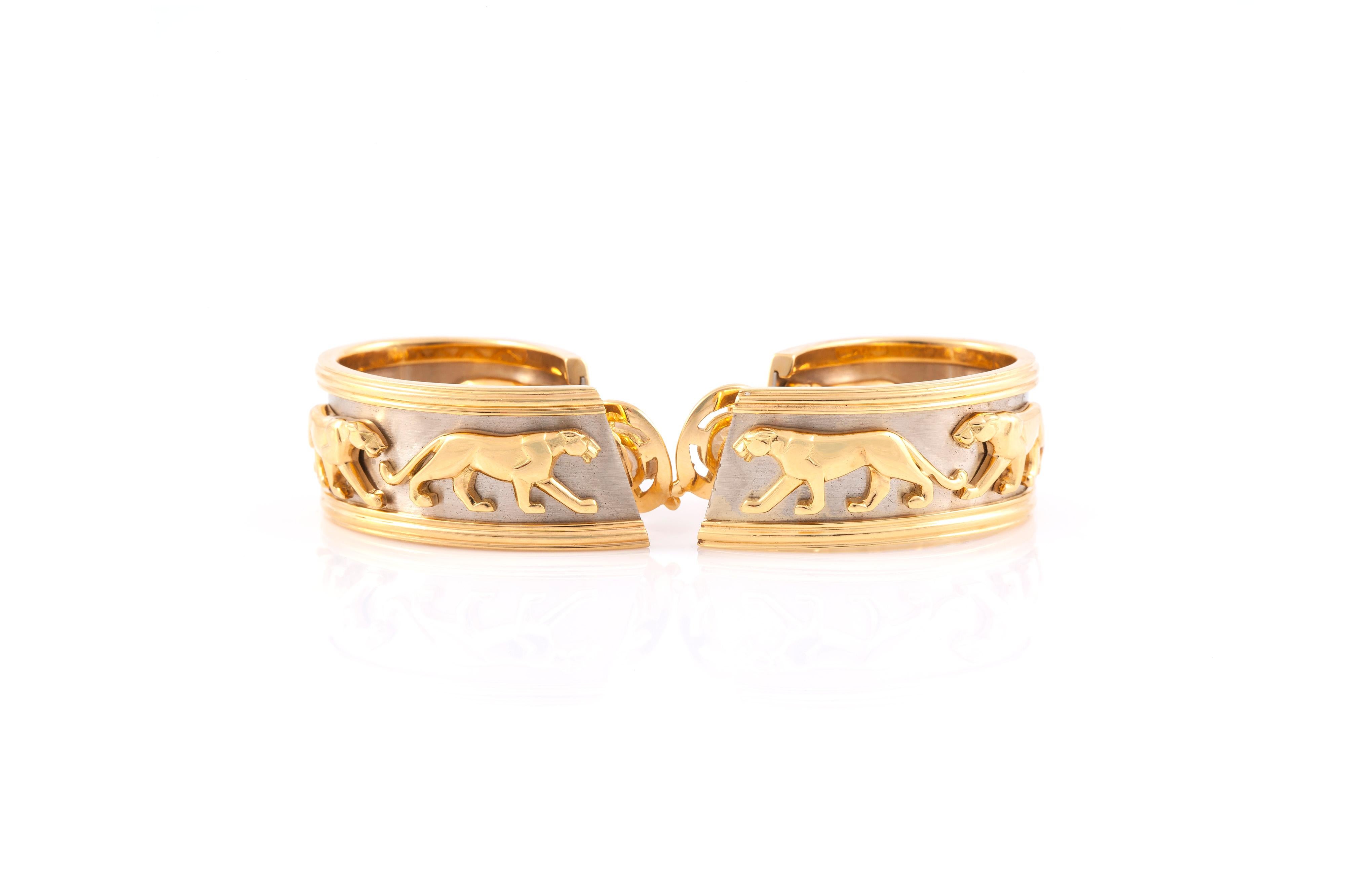 Women's or Men's Cartier Panthere Two-Toned Gold Earrings
