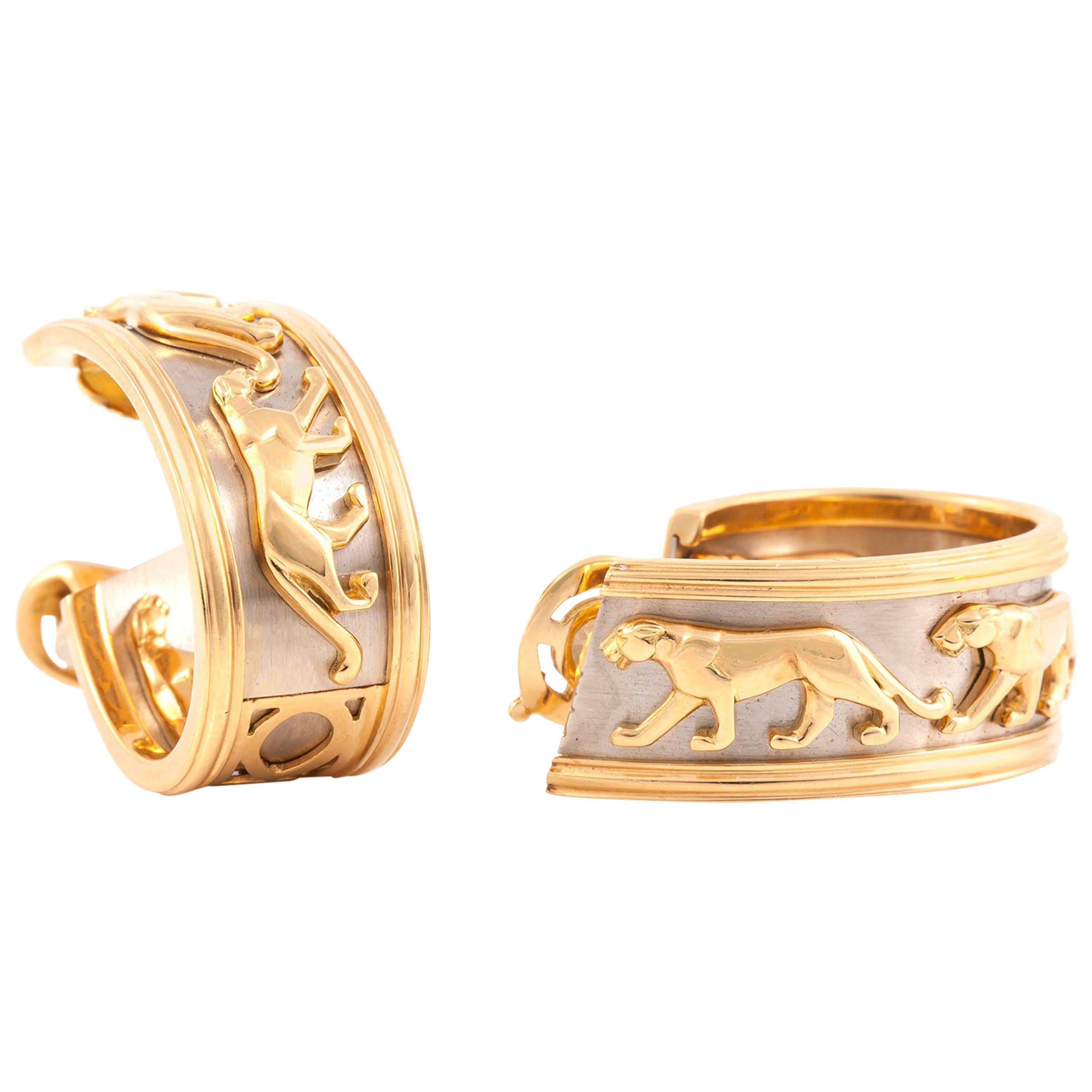 Cartier Panthere Two-Toned Gold Earrings
