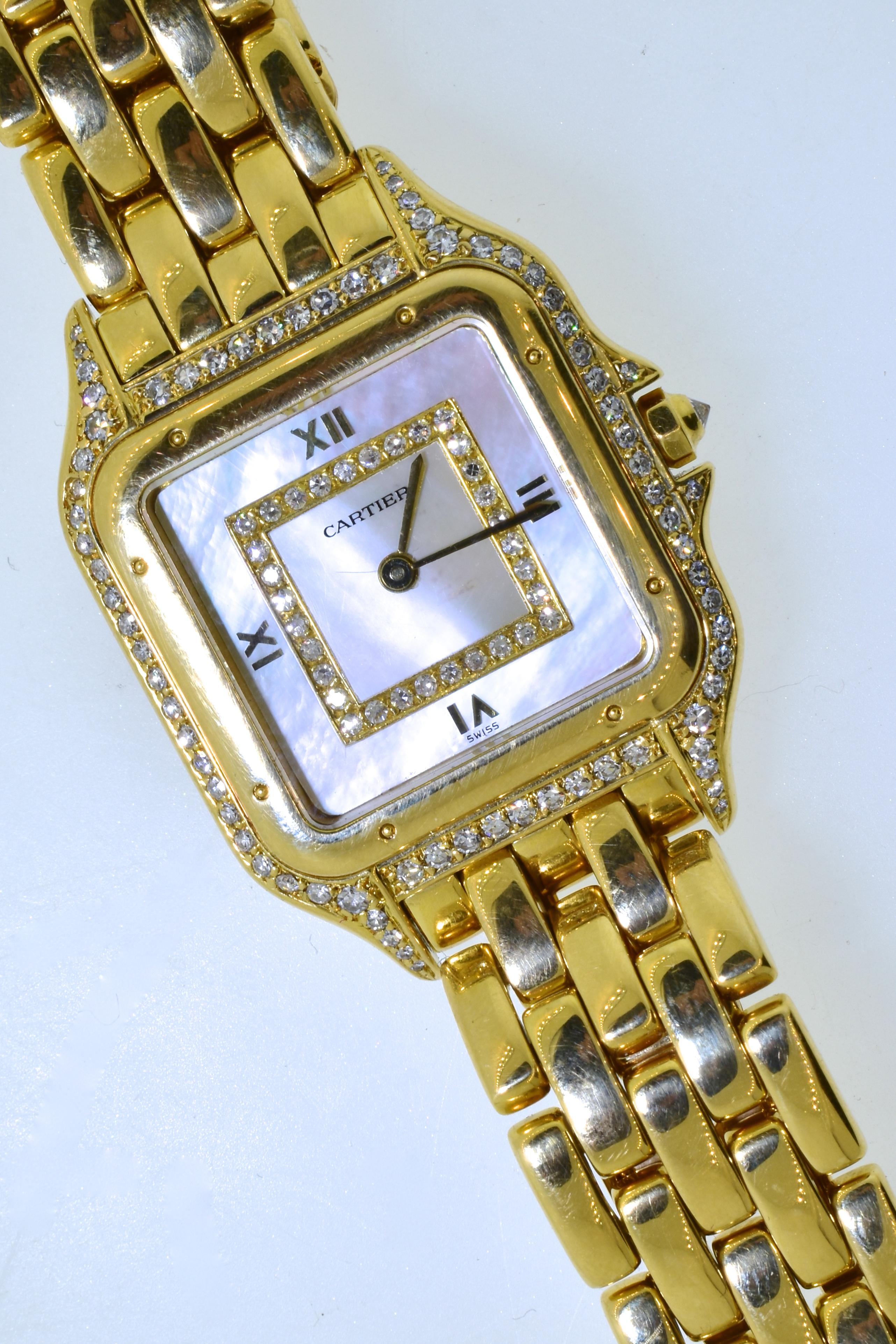 cartier mother of pearl watch