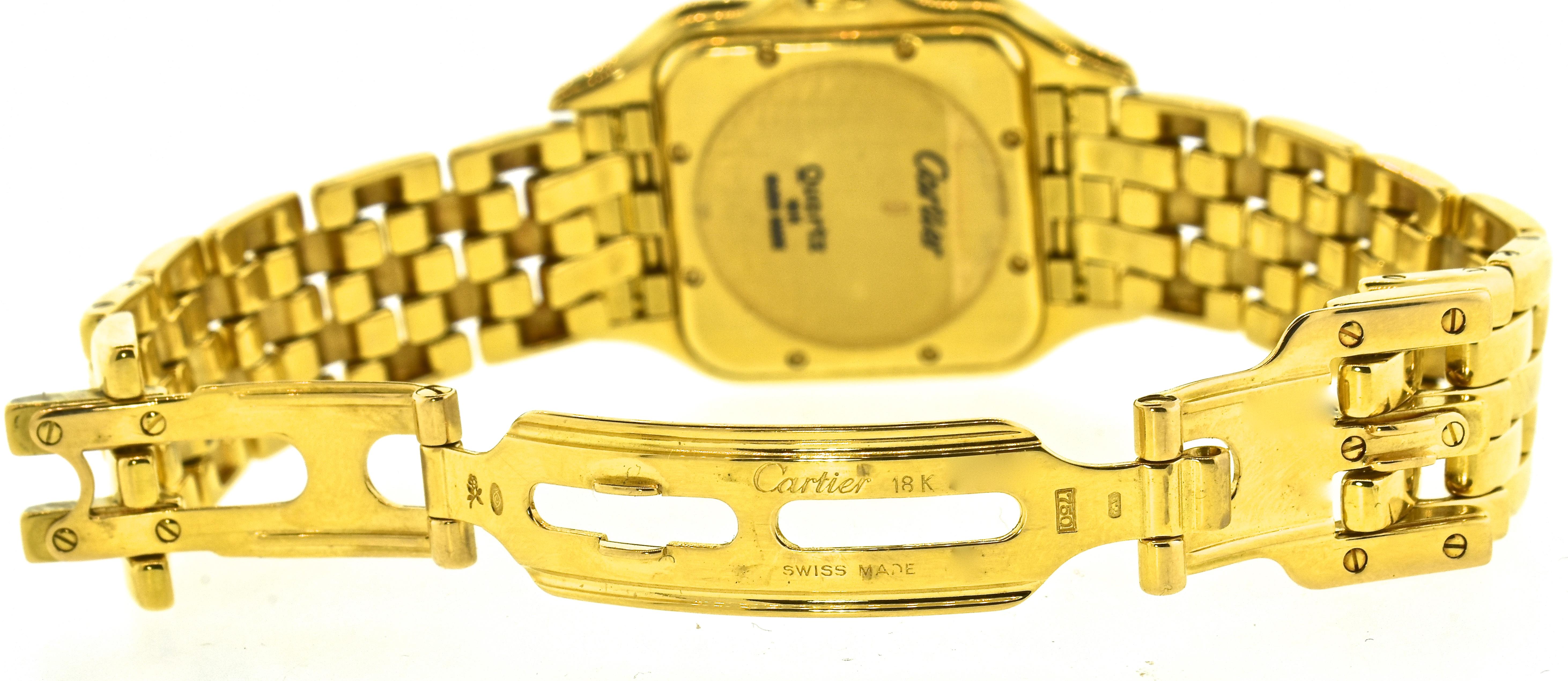 Contemporary Cartier Panthere Unisex 18 Karat Diamond and Mother of Pearl Vintage Wristwatch