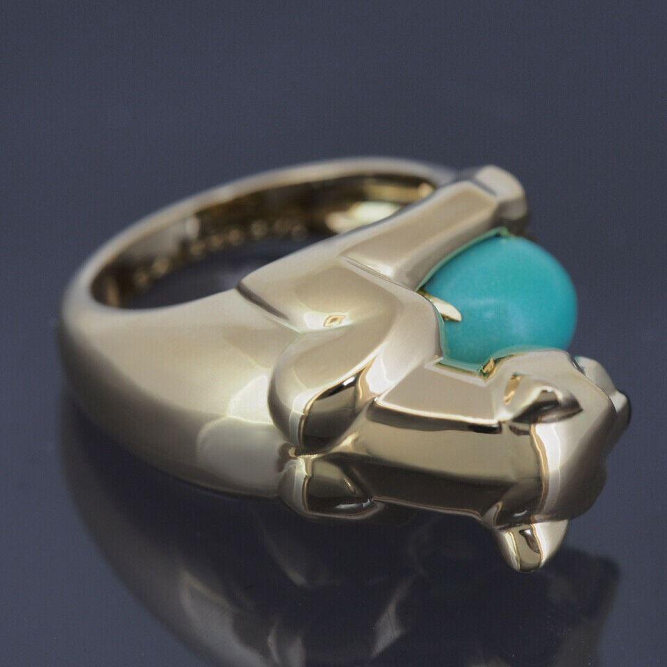 Cabochon Cartier Panthere Vedra Turquoise Ring Yellow Gold