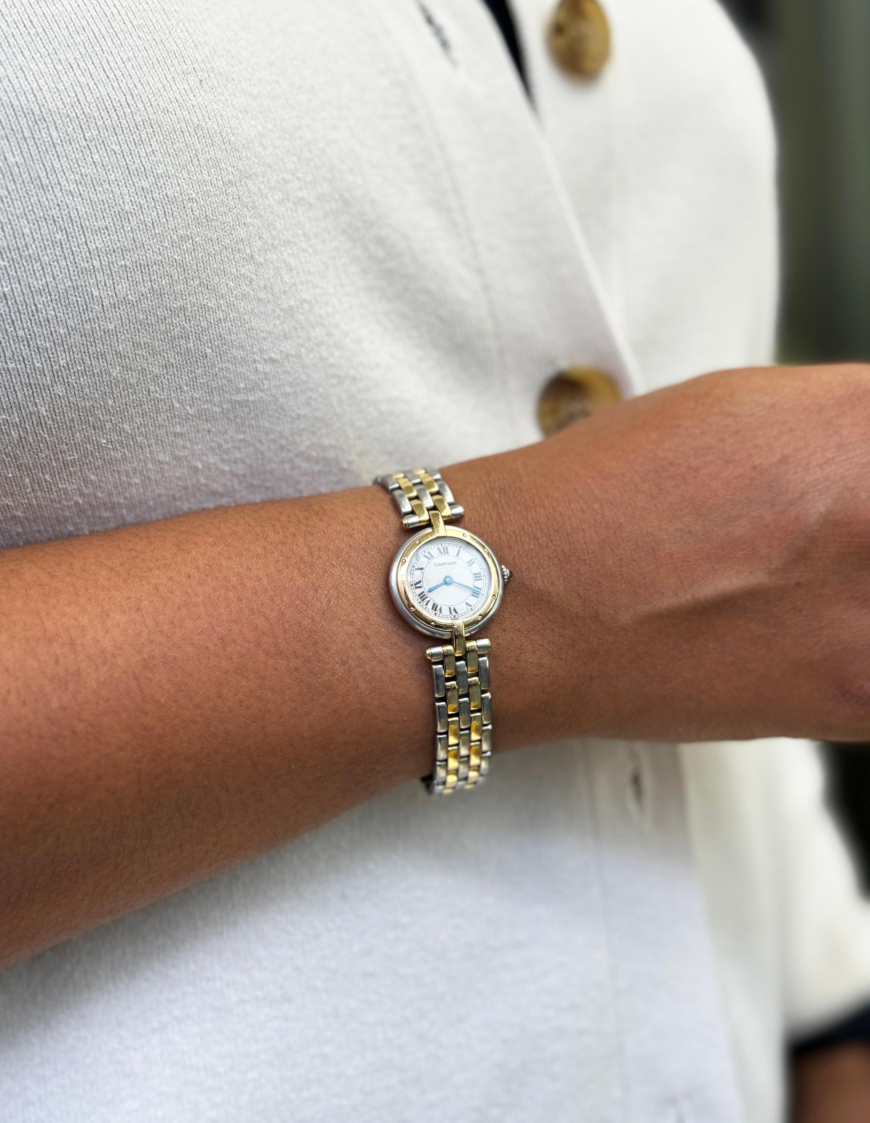 Cartier Panthère Vendôme 18 Carat Yellow Gold & Steel Round Watch In Good Condition In London, GB