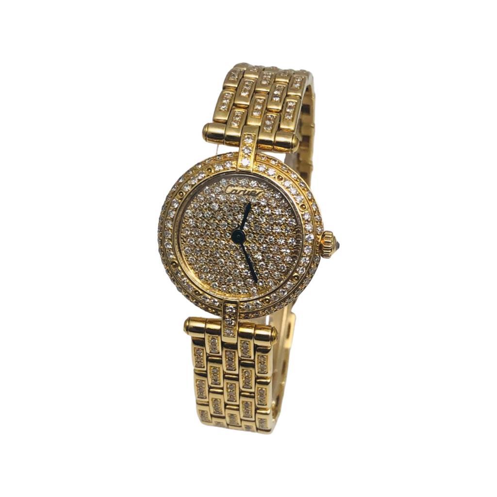 Designer: Cartier

Model Name: Panthere Vendome

Reference Number: 8057916

Movement: Quartz

Metal: Yellow Gold

Metal Purity: 18k

Bracelet: 18k Yellow Gold

Dial: White

Hour Markers: Roman Numerals

Crystal: Scratch-resistant sapphire

Includes: