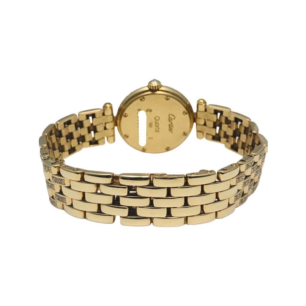 Cartier: 18 Karat Gelbgold Uhr Panthere Vendome mit 24 mm Diamant-Pavé für Damen oder Herren im Angebot