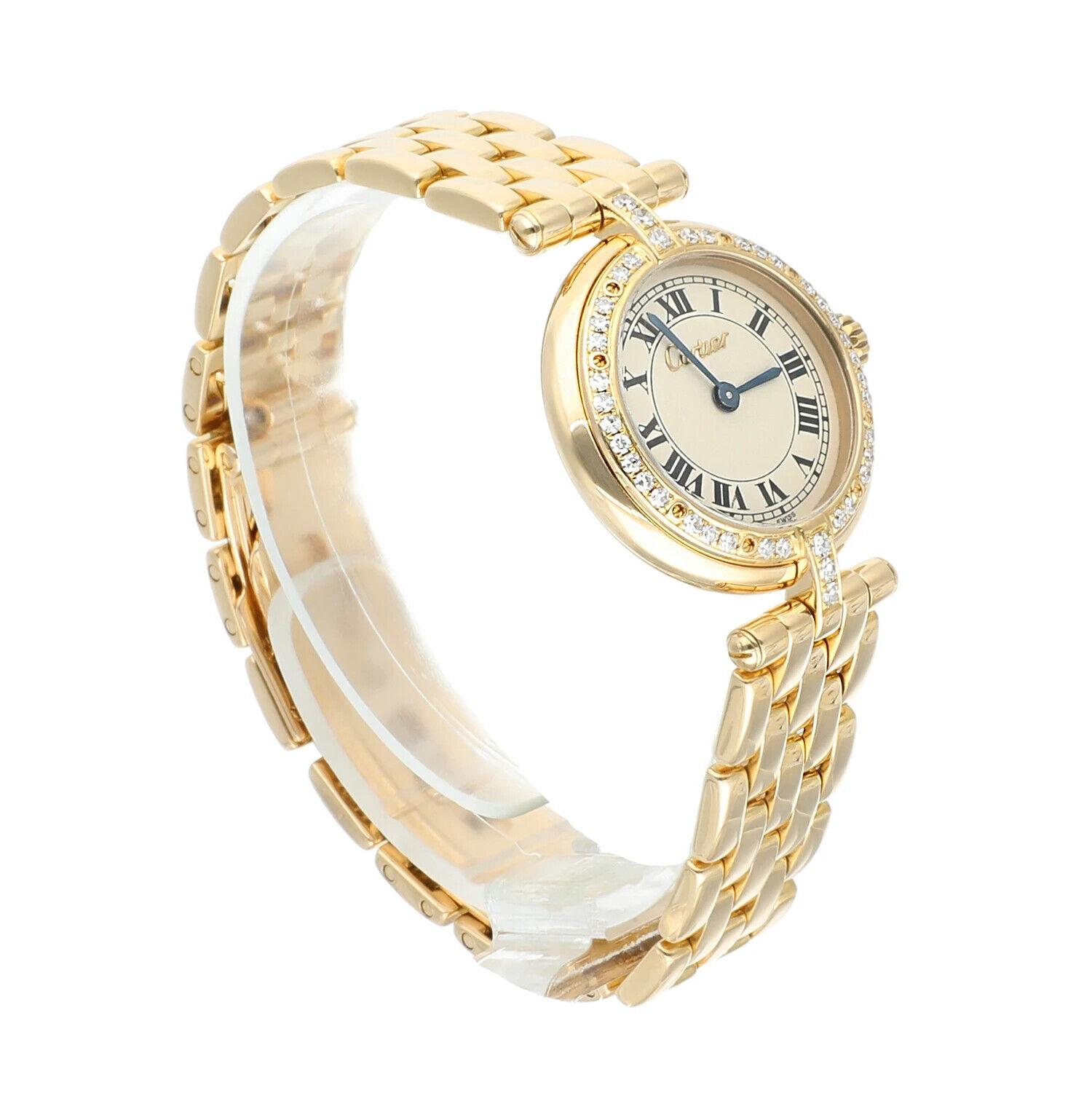 Cartier Panthère Vendome 18k 8057916 Gelbgold Uhr mit Fabrik Diamant 23mm für Damen oder Herren