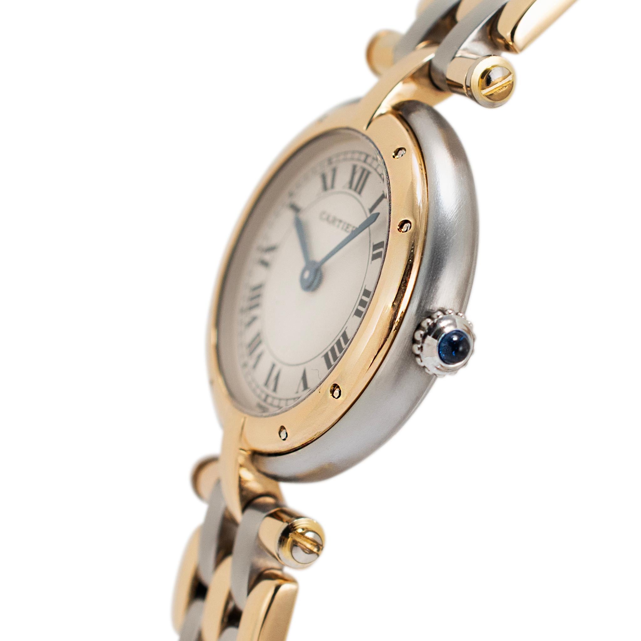 Cartier Panthere Vendome 24MM 1057920 Three Row Gelbgold & Stahl Damenuhr im Zustand „Hervorragend“ in Houston, TX