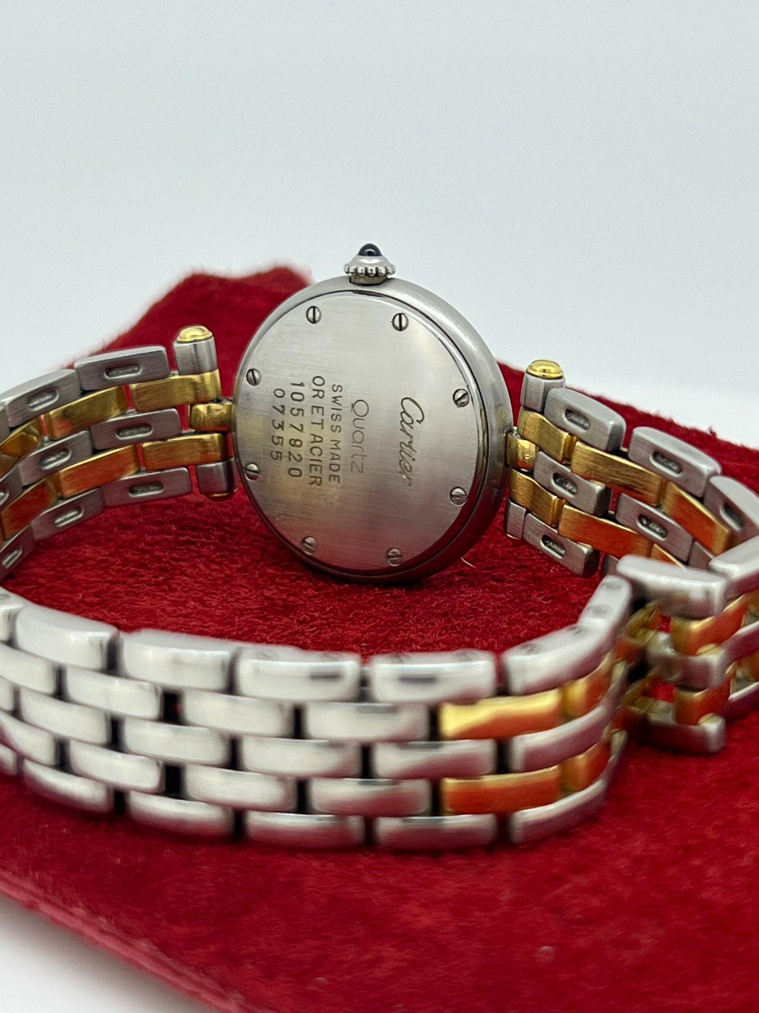 Cartier Panthere Vendome 7737 18K Gold & Stahl 2-reihige Damenuhr. Box, Papiere. 1
