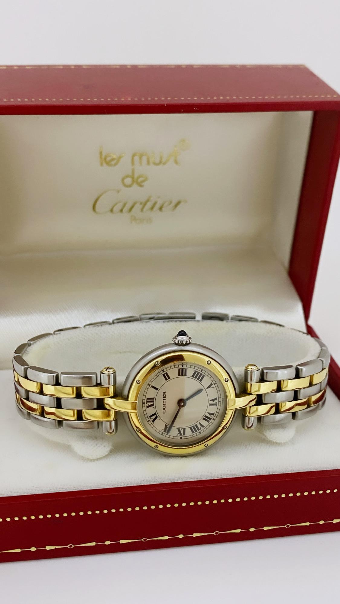 Cartier Panthere Vendome 7737 18K Gold & Stahl 2-reihige Damenuhr. Box, Papiere. 2