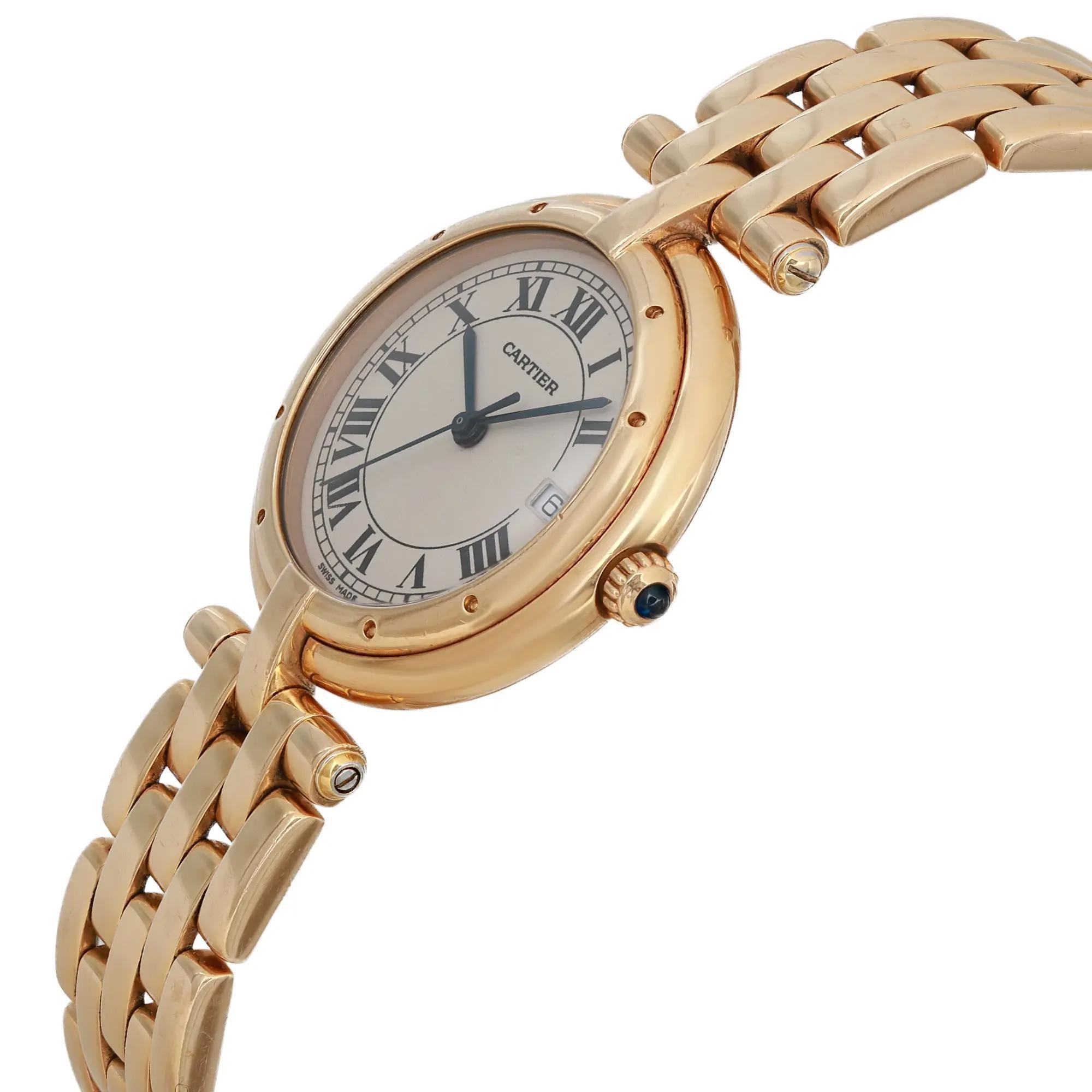 Cartier Panthere Vendome Midsize 18k Yellow Gold Silver Dial Ladies Watch 883964 In Good Condition In New York, NY