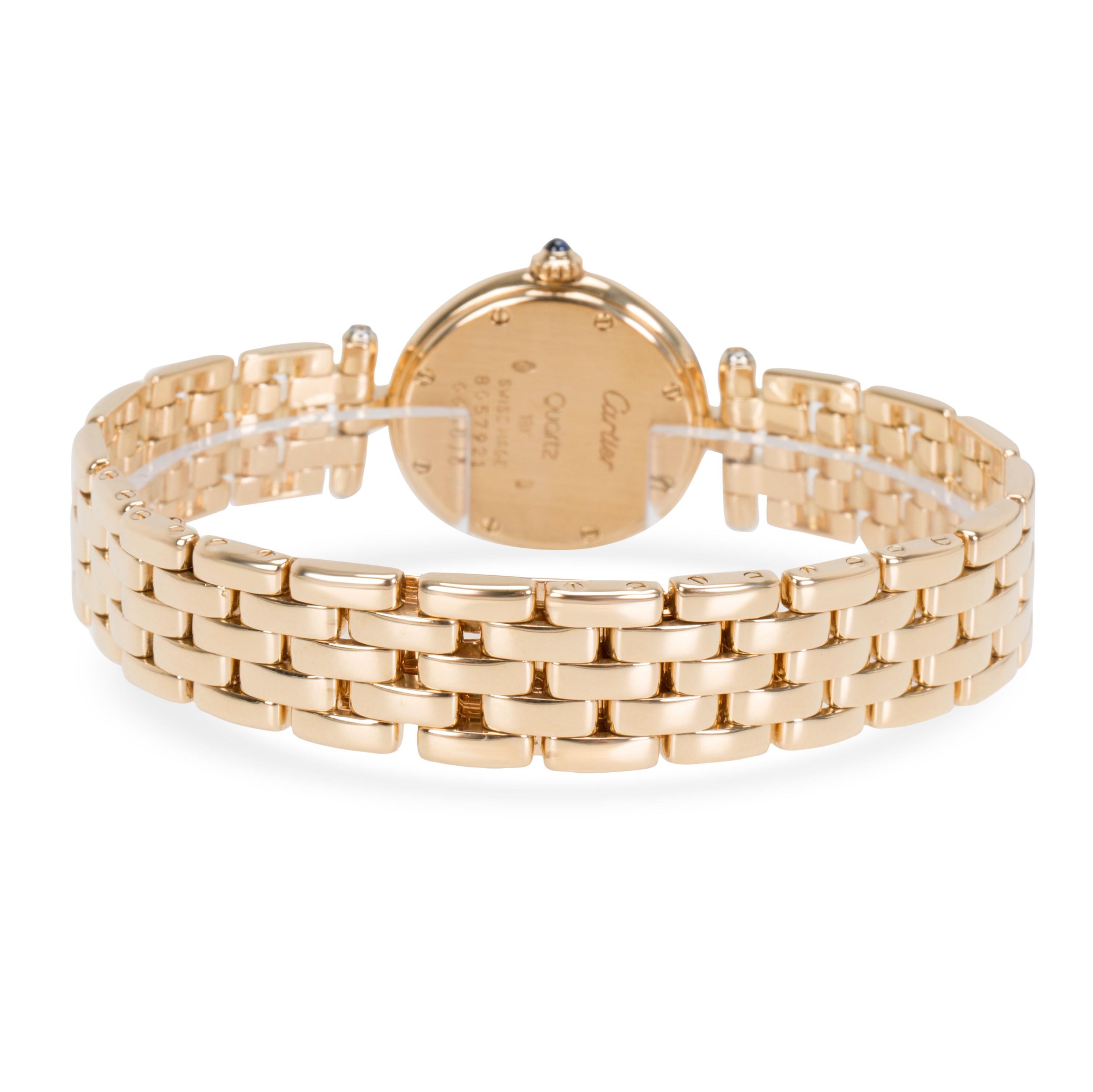 No visible marks or scratches.  Recently serviced by a certified watchmaker and keeping excellent time.

Cartier Panthere VLC 8057921 Women's Watch in 18K Yellow Gold

SKU: 022324

PRIMARY DETAILS
Brand:  Cartier
Model: Panther VLC
Movement Type: