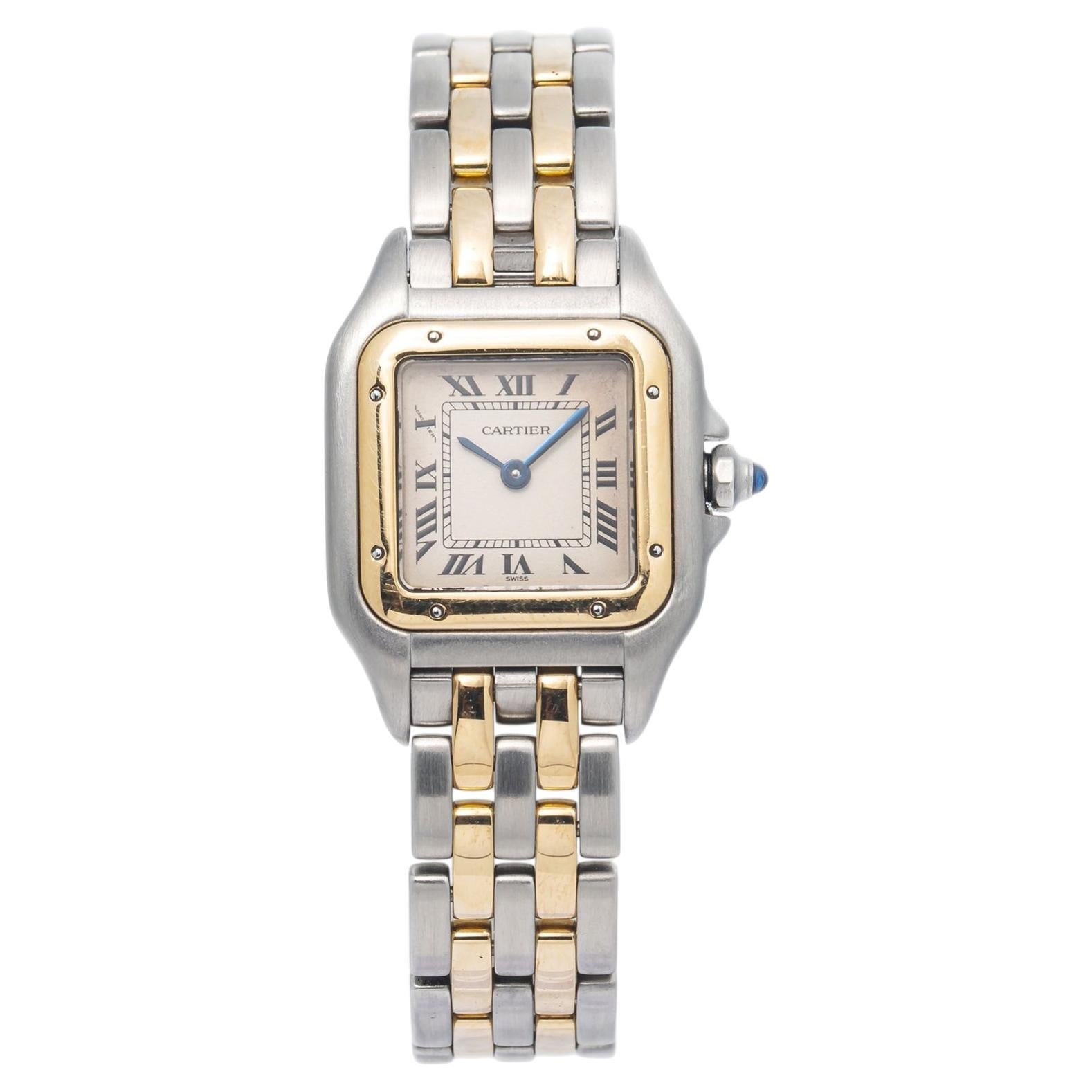 Cartier Panthere W25029B6 18k Two Tone Quartz Silver Dial Women's Watch 22mm For Sale