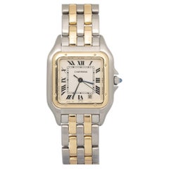 Cartier Panthere W25029B6 18k Two Tone Quartz White Dial Women's Watch 27MM