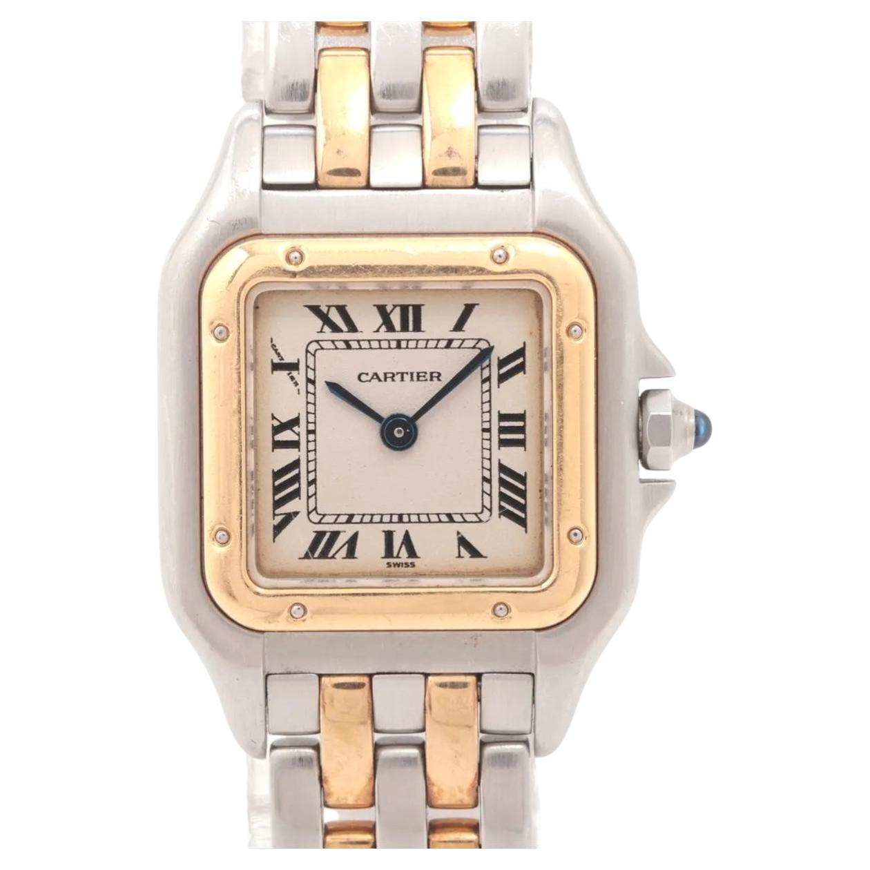 Cartier Panthere W25029B6 Steel Yellow Gold Two Row Ladies Watch