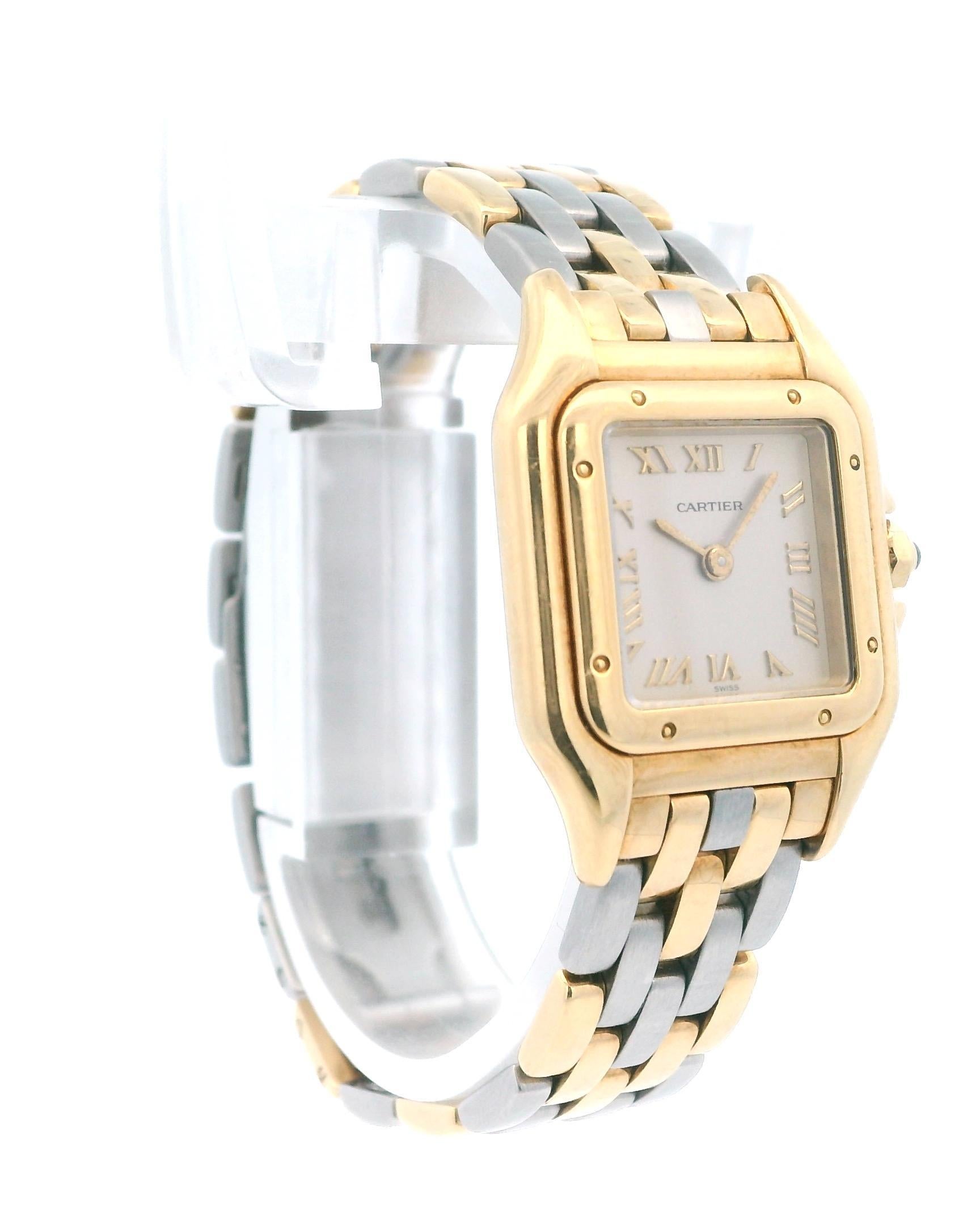 Cartier Panthere W25040L6 Two Tone V-Link Ladies Watch In Excellent Condition In Great Neck Plaza, NY