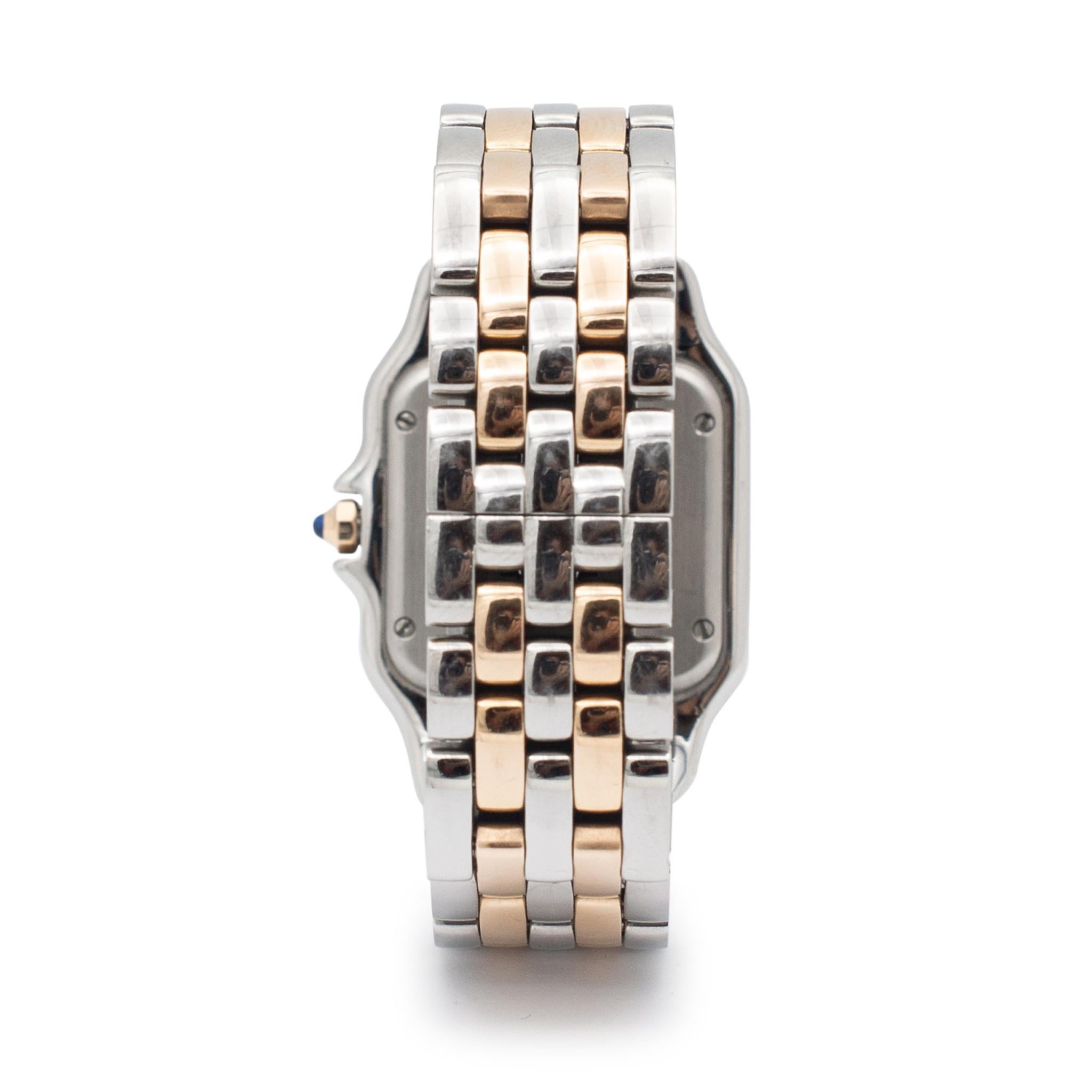 Round Cut Cartier Panthere W3PN0007 4119 29MM Diamond Rose Gold & Stainless Steel Watch For Sale